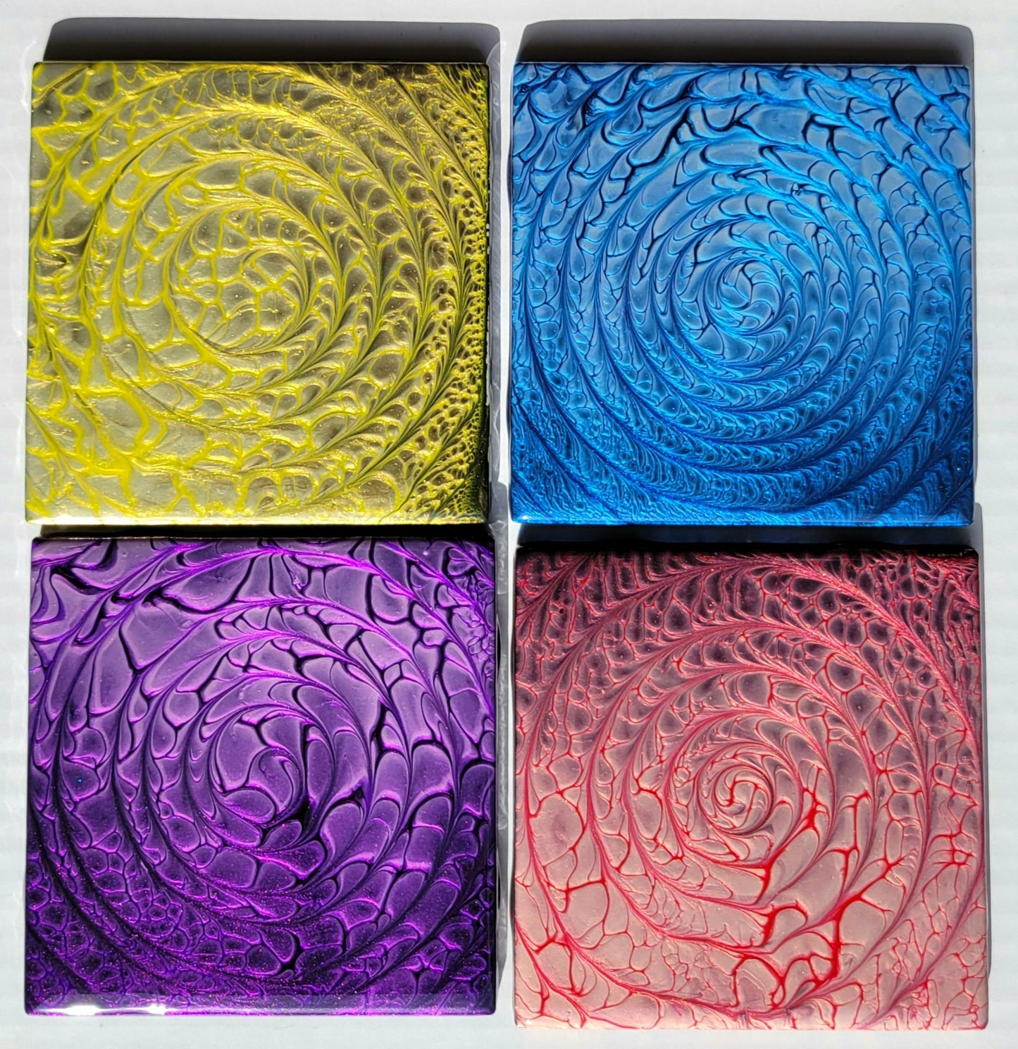 Handmade Fluid Art Tile Coasters Set of 4