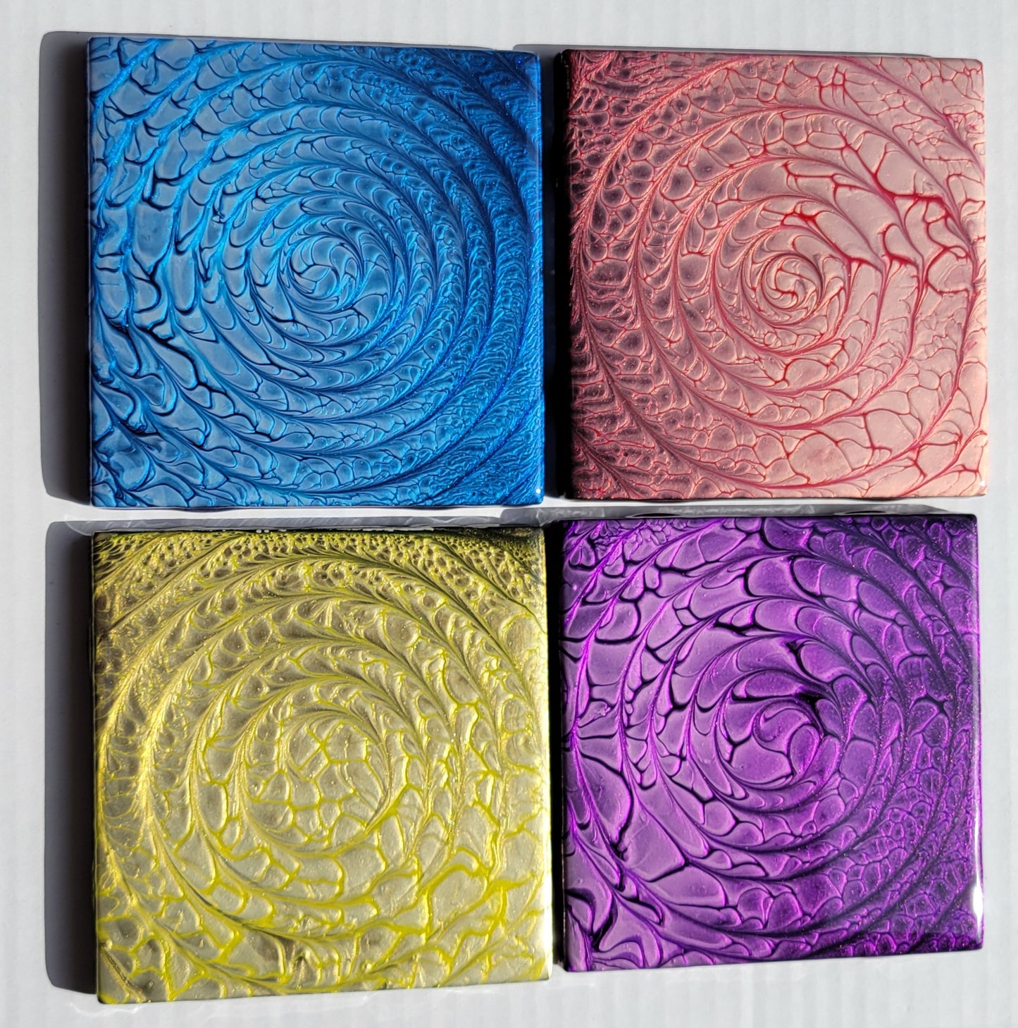 Handmade Fluid Art Tile Coasters Set of 4