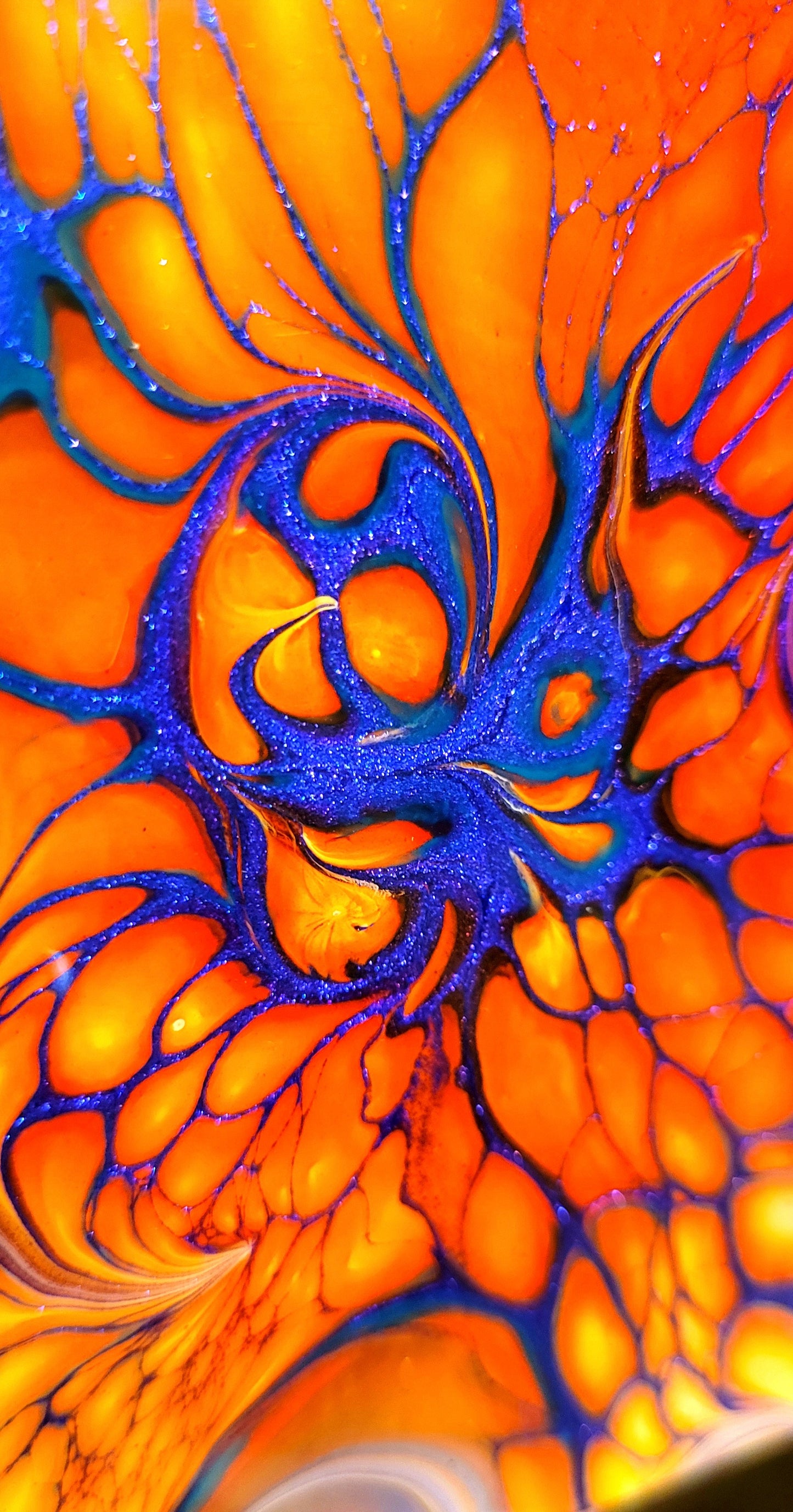 Fluid Art Bloom on 4.25 inch tile/Coaster with Cork Bottom