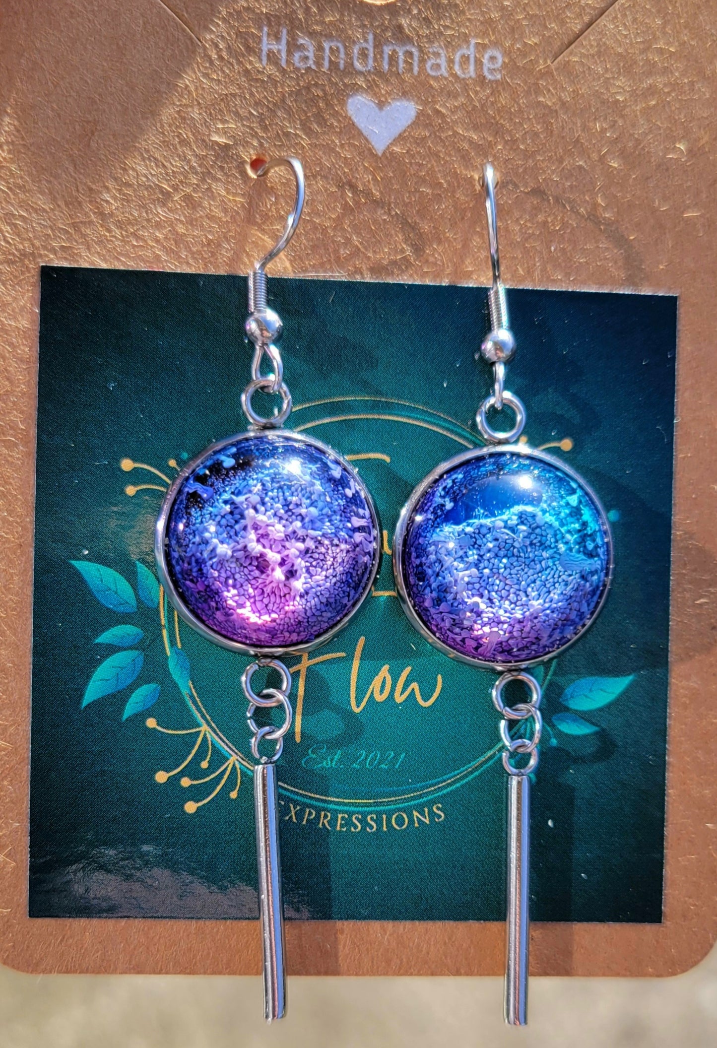 Handmade Resin Art Hook Earrings