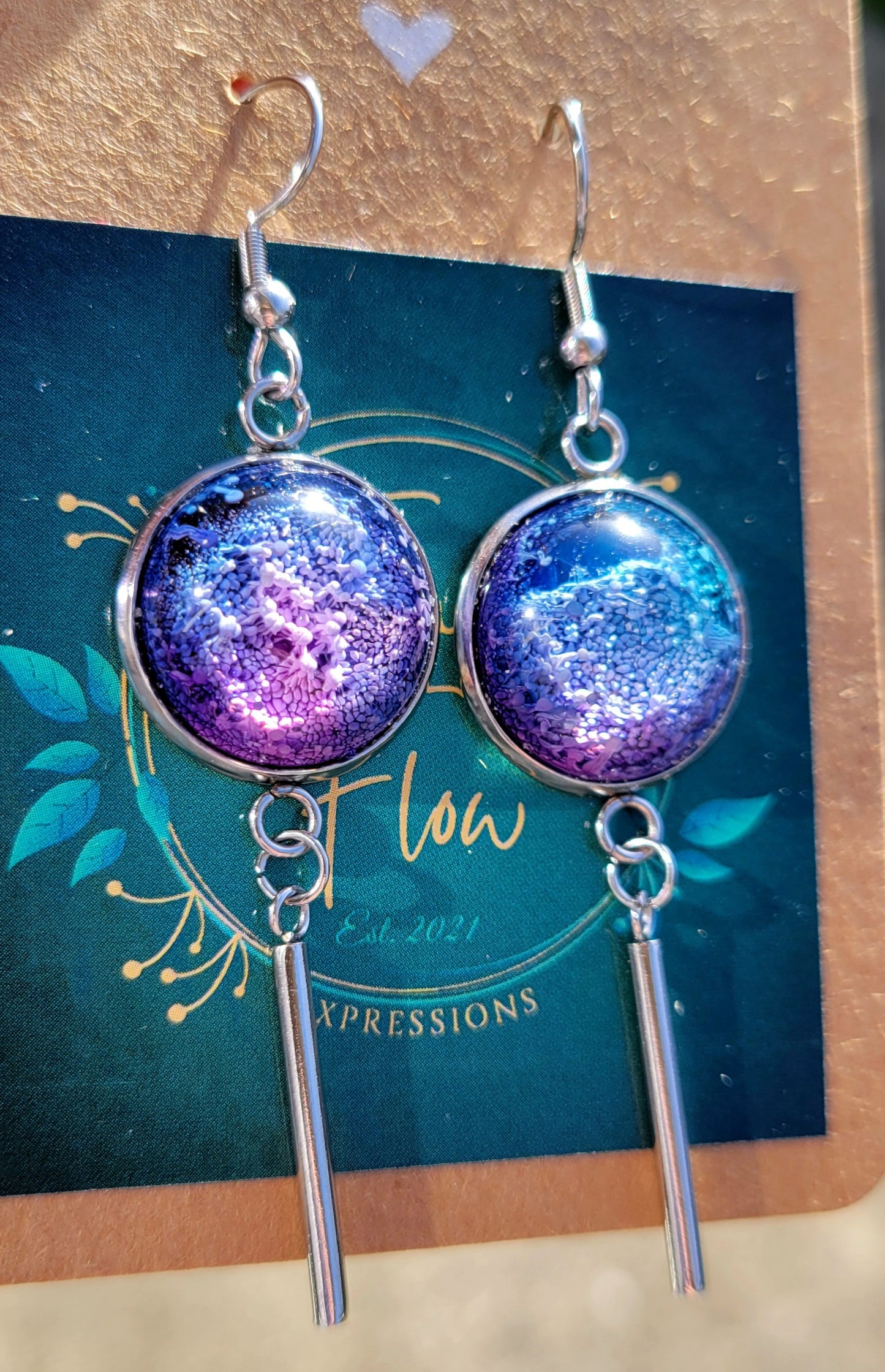 Handmade Resin Art Hook Earrings