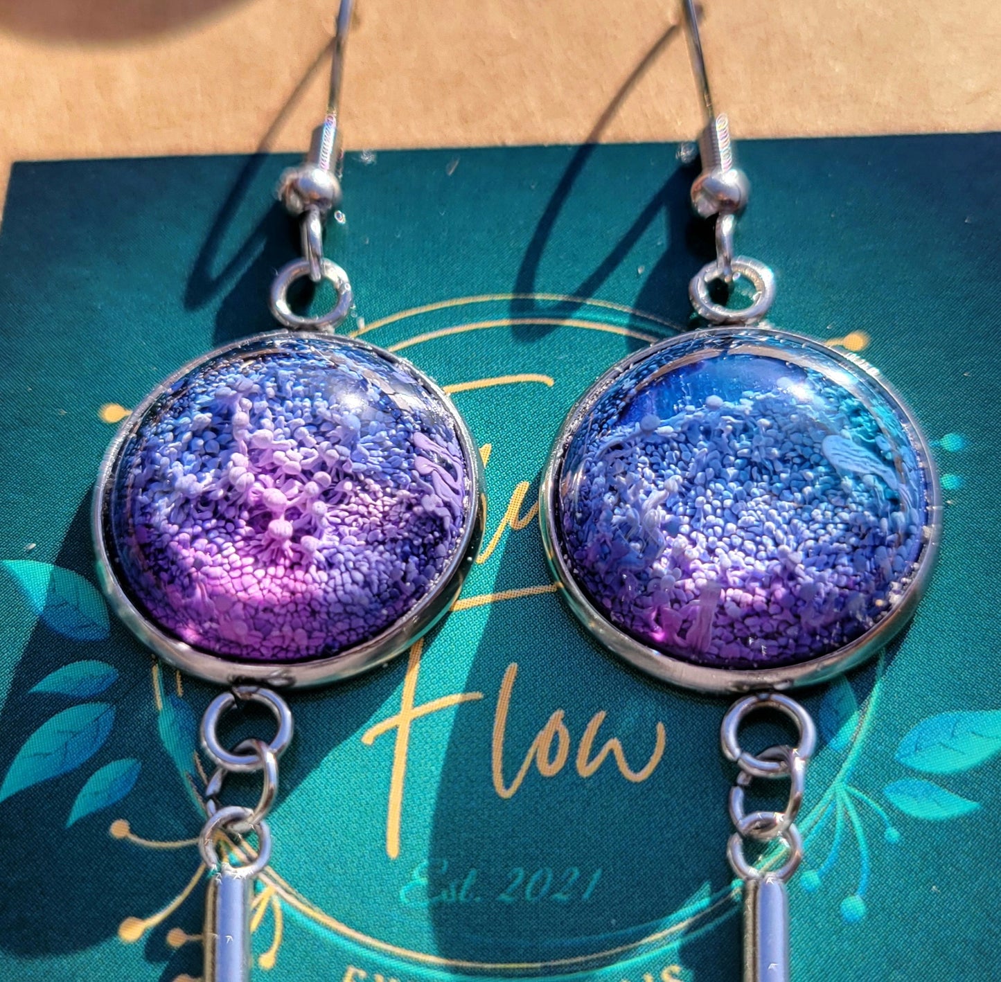 Handmade Resin Art Hook Earrings