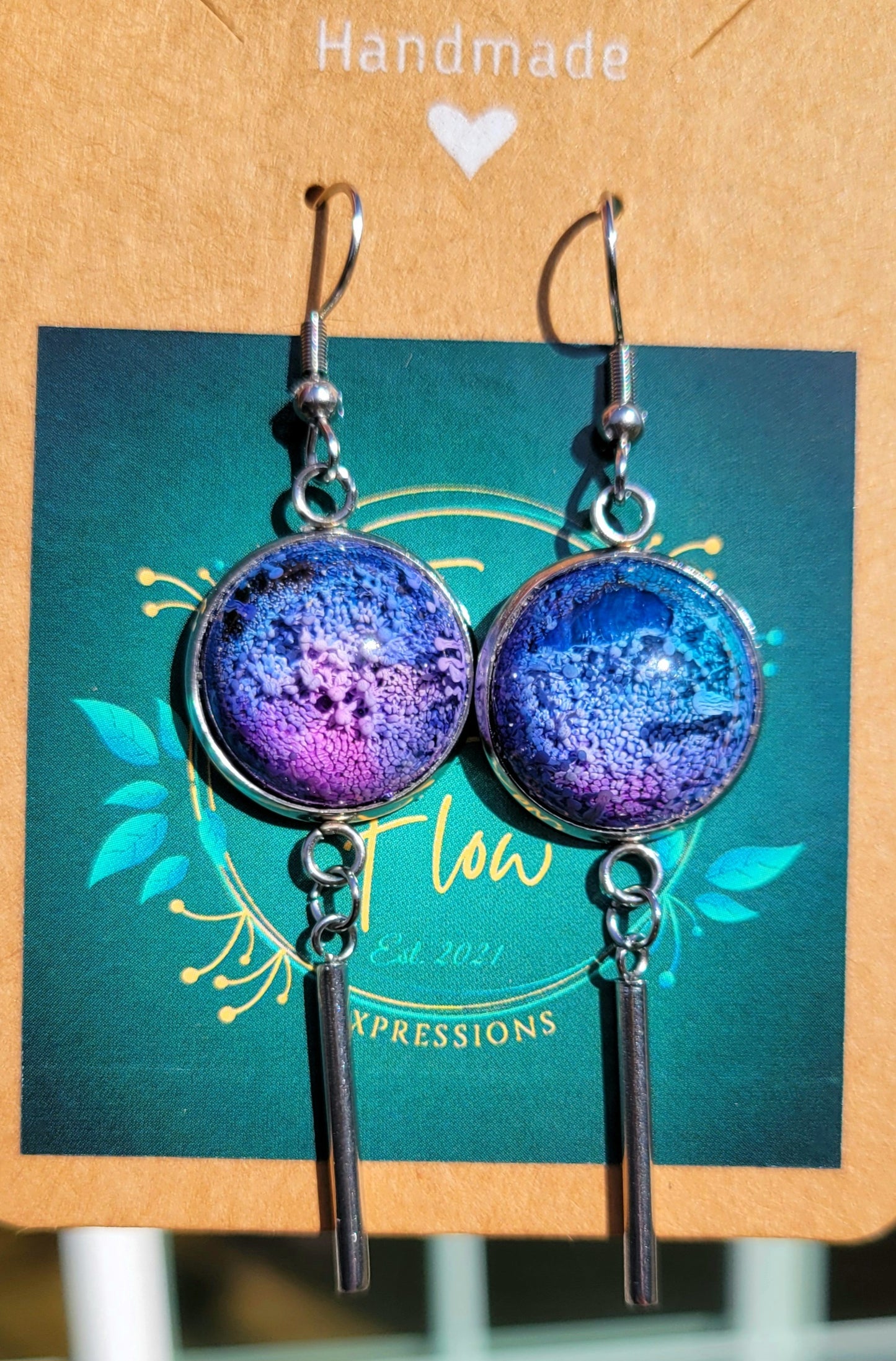 Handmade Resin Art Hook Earrings