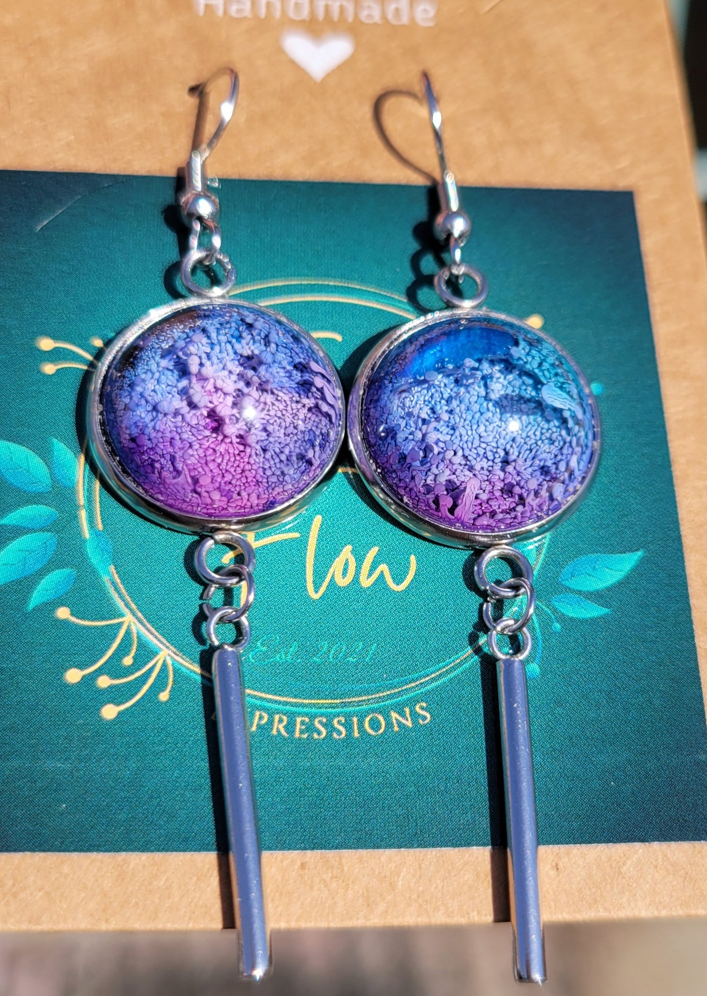 Handmade Resin Art Hook Earrings