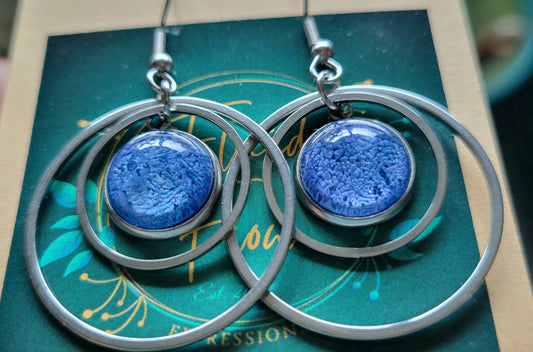 Handmade Resin Art Round Decorative Hook Earrings