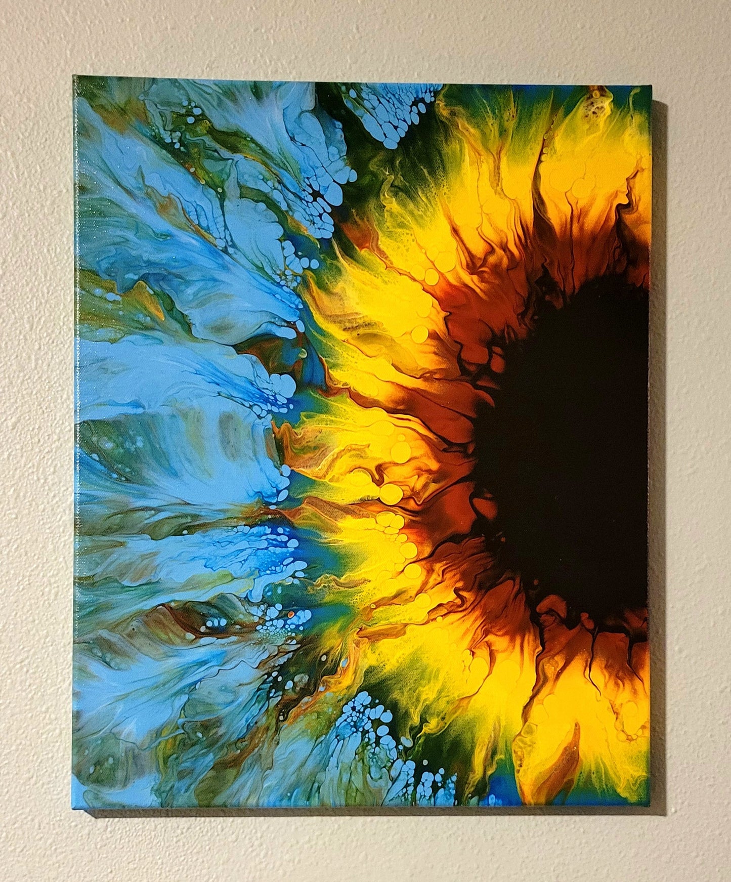 Original Fluid Art Sunflower Painting 16x20 inch