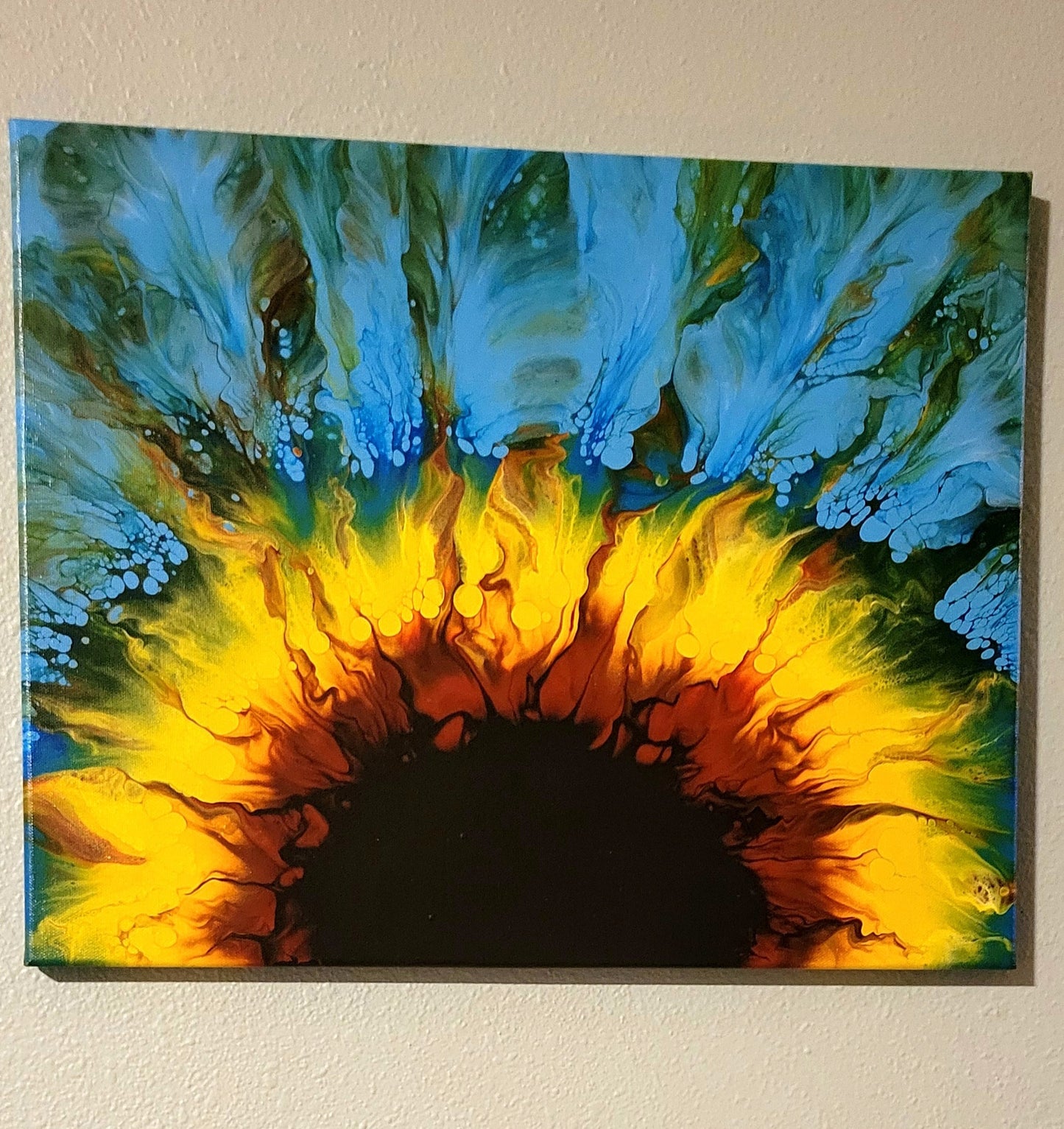 Original Fluid Art Sunflower Painting 16x20 inch
