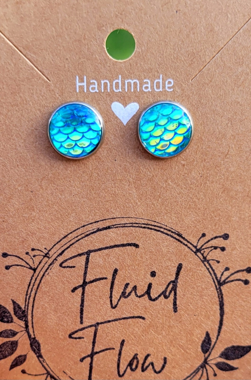 Stainless Steel Mermaid Scale Studded Earrings