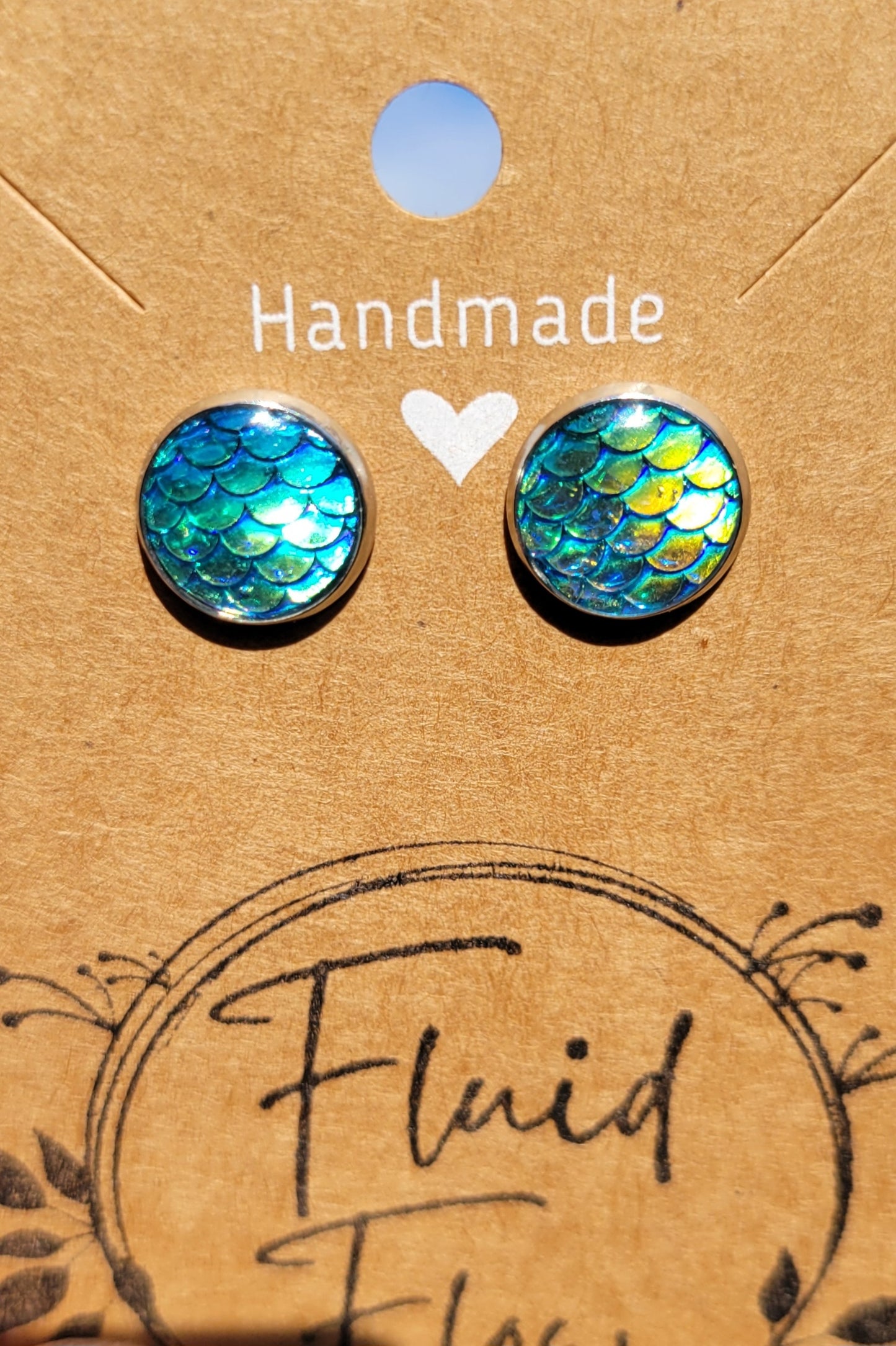 Stainless Steel Mermaid Scale Studded Earrings