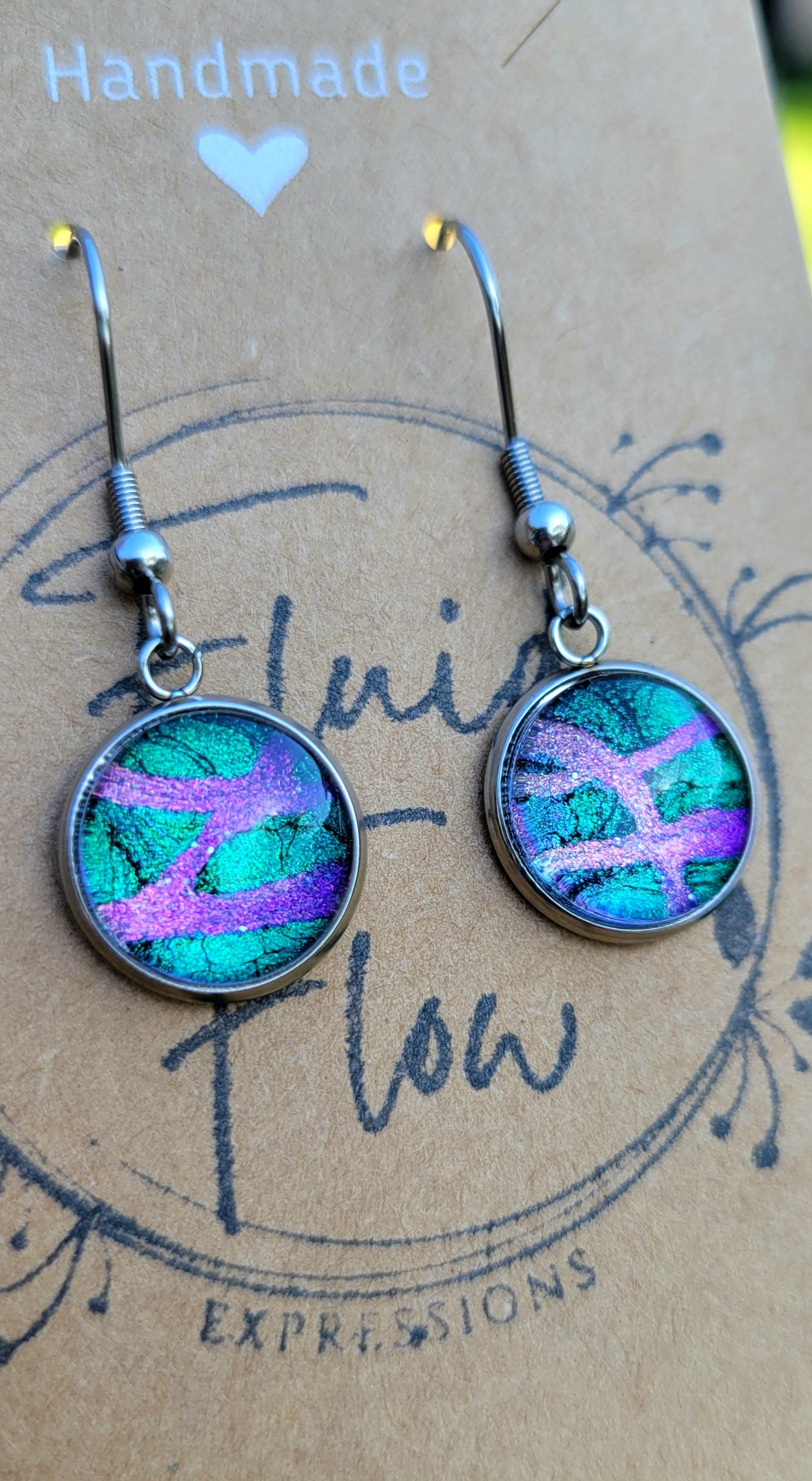 Handmade Fluid Art Hook Earrings
