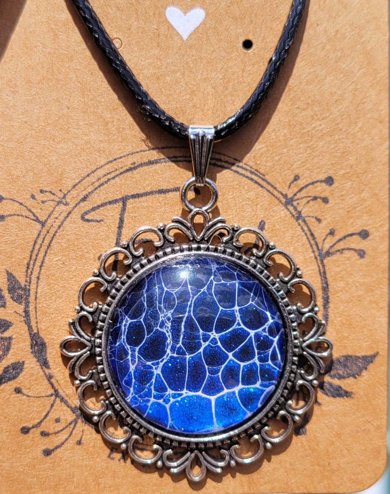 Handmade Fluid Art Colorshifting Decorative Pendant on a Braided Wax Leather Rope Necklace