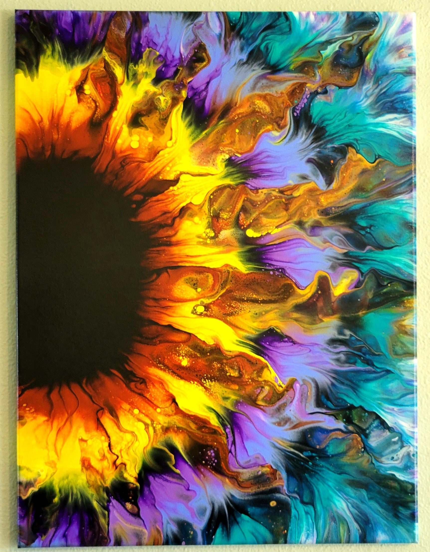 Original Fluid Art Sunflower Painting on an 18x24 inch Canvas – Fluid ...