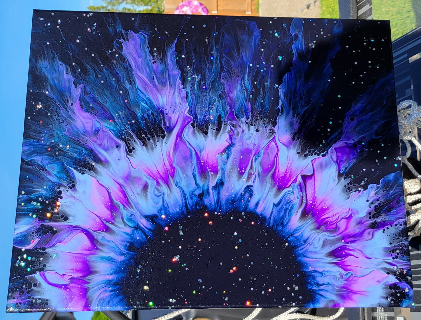 Original Fluid Art "Sweet Dreams" Flower Painting 16x20 Inch Canvas