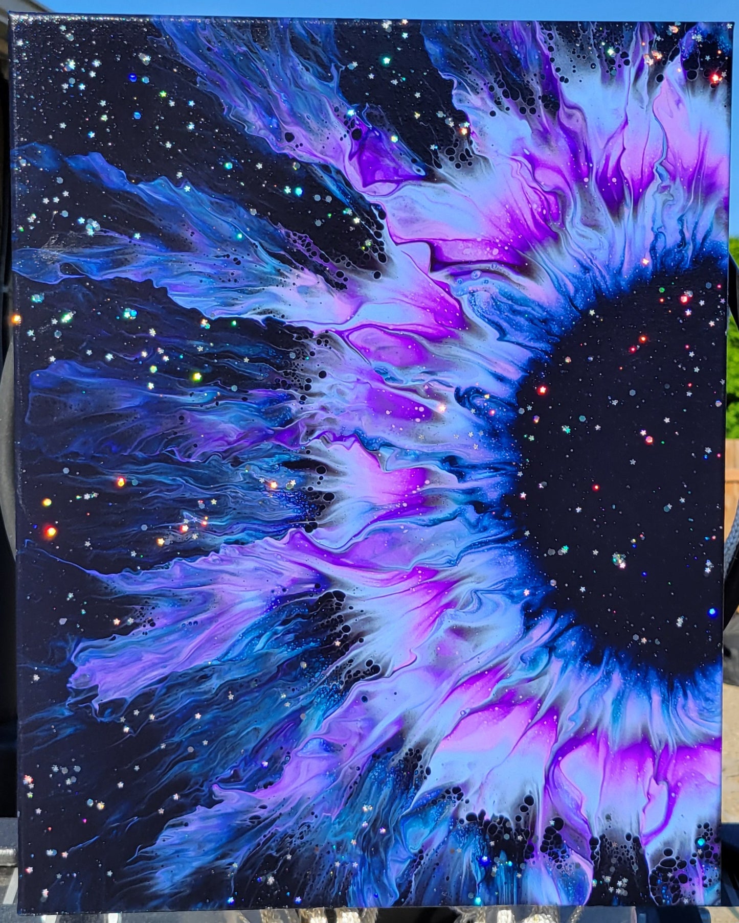 Original Fluid Art "Sweet Dreams" Flower Painting 16x20 Inch Canvas