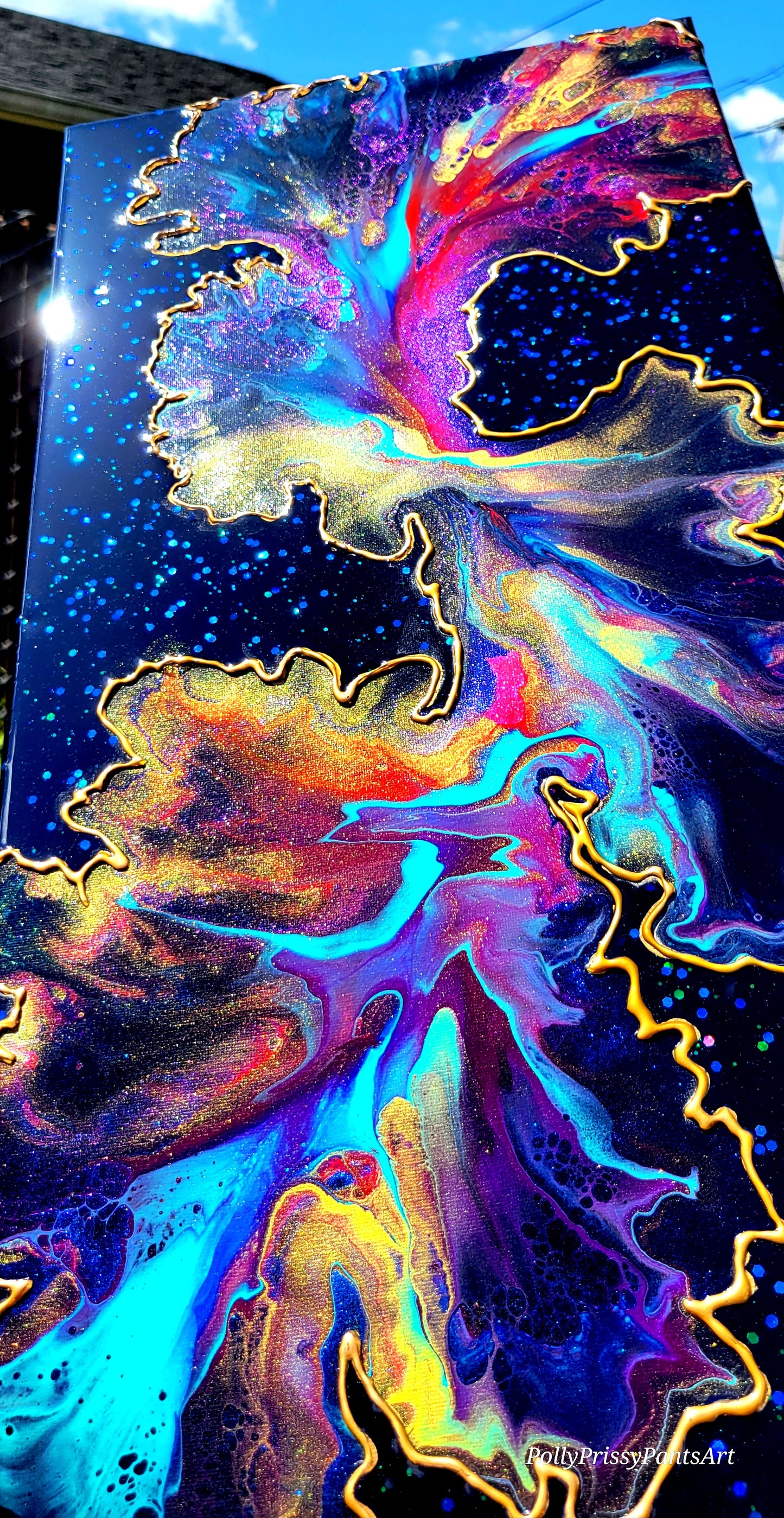 Original Acrylic Fluid Art Painting on a 12x24 Inch Canvas