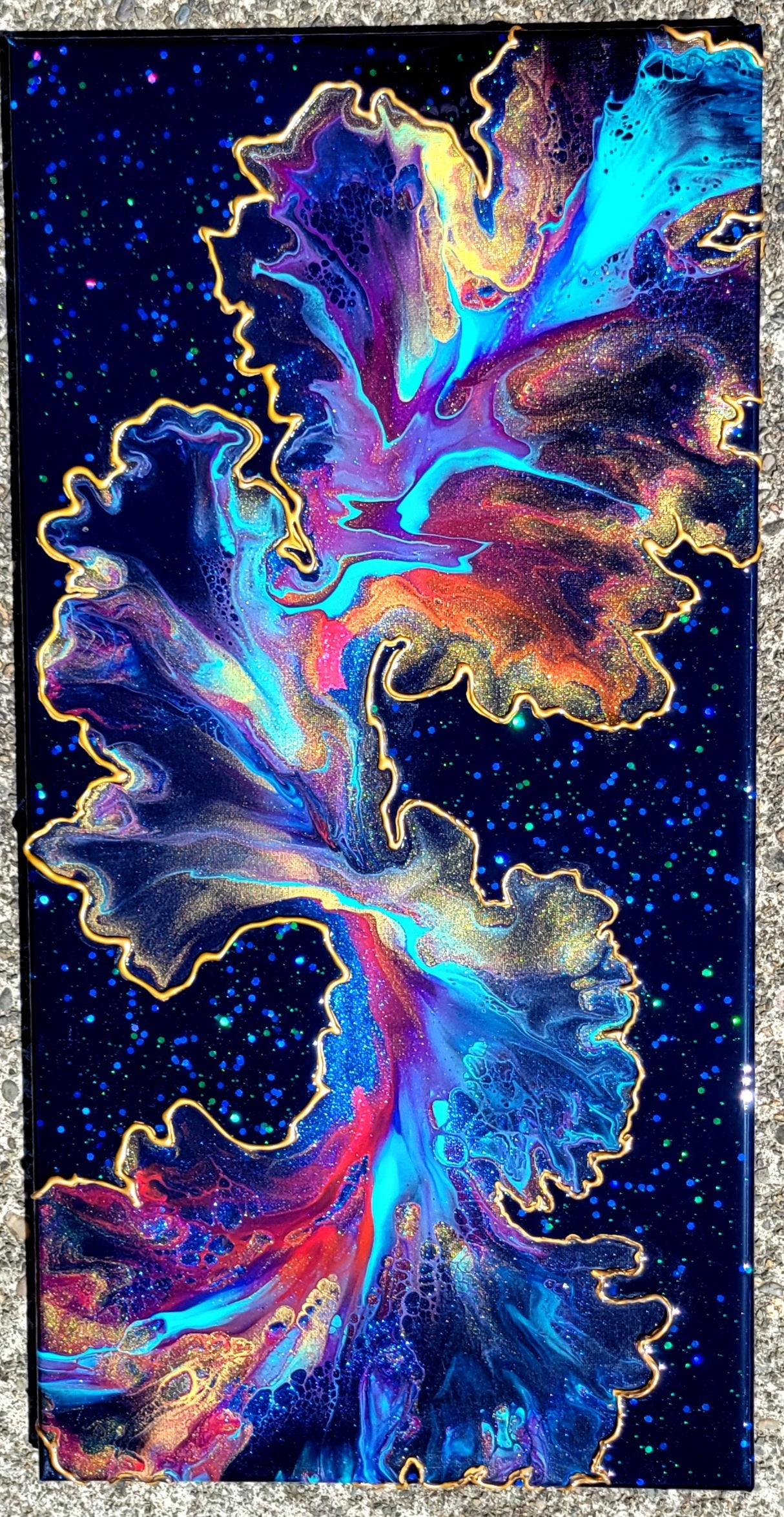 Original Acrylic Fluid Art Painting on a 12x24 Inch Canvas