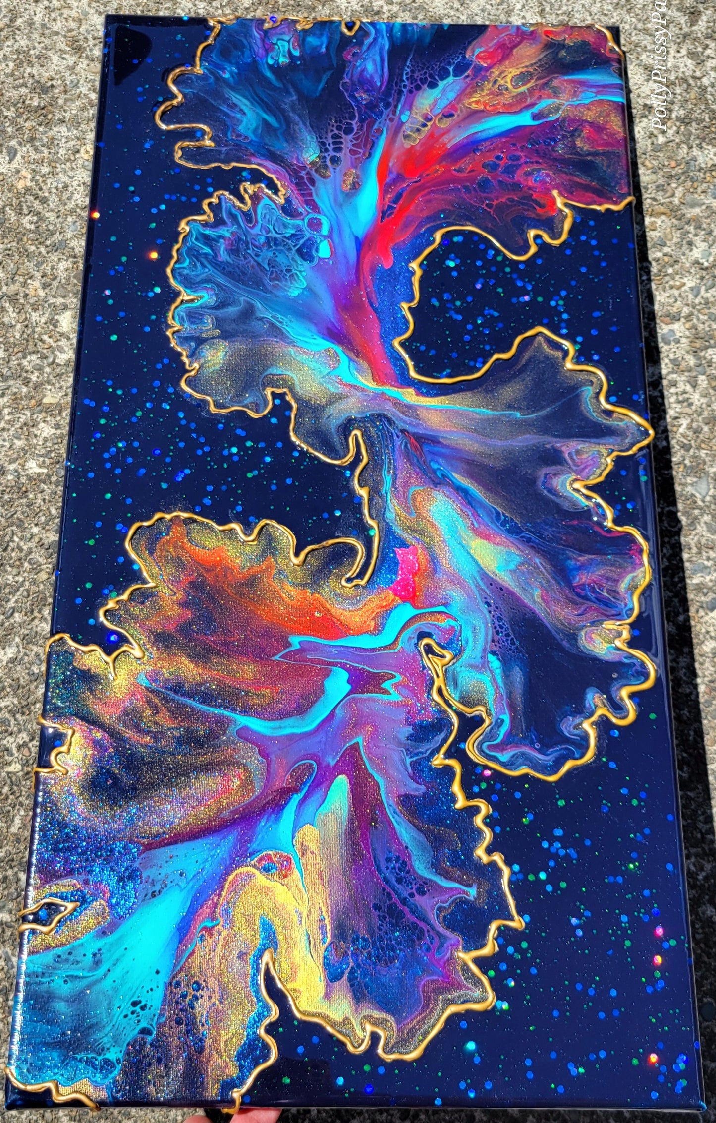 Original Acrylic Fluid Art Painting on a 12x24 Inch Canvas