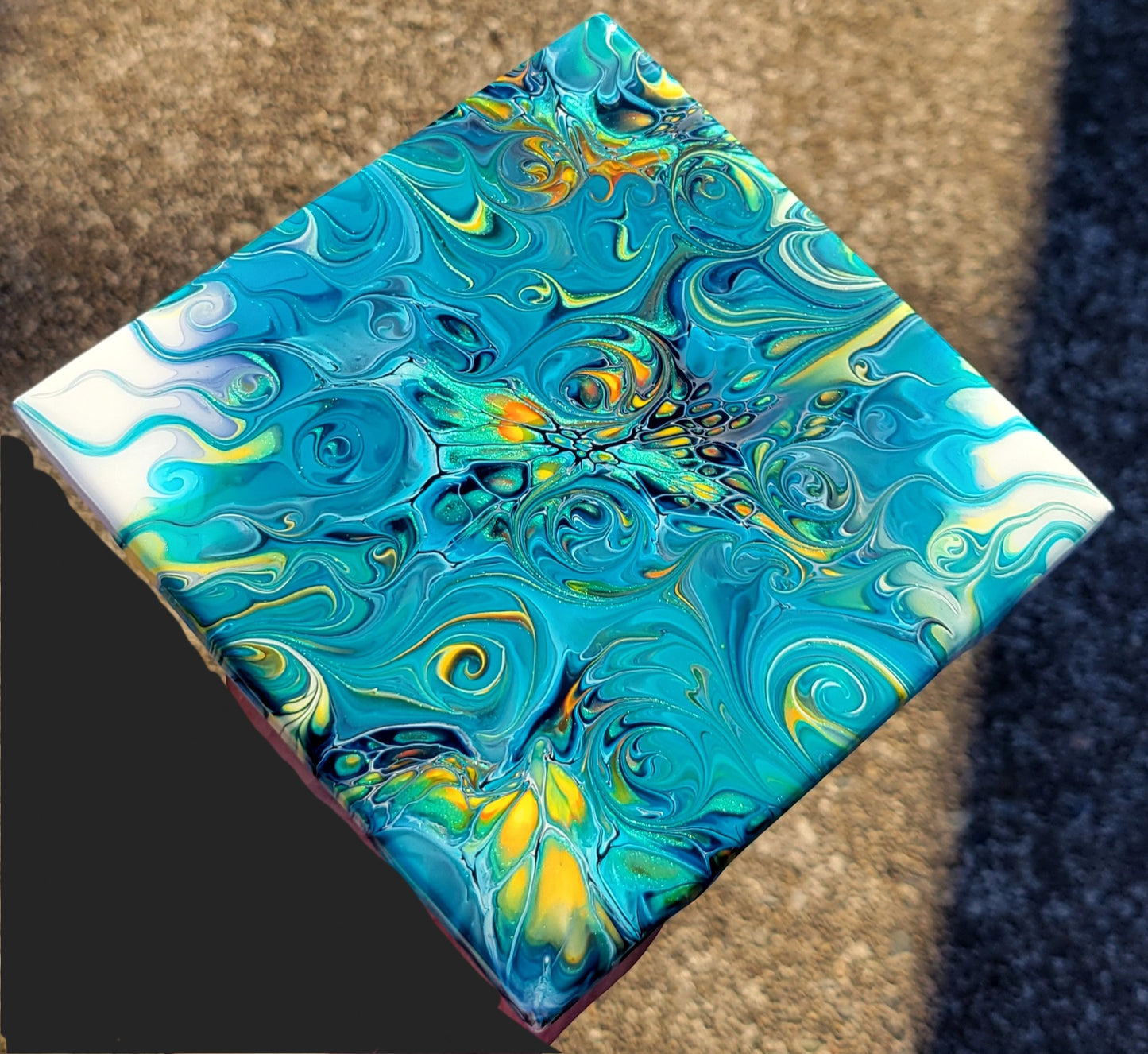 Fluid Art on a 6 Inch Tile