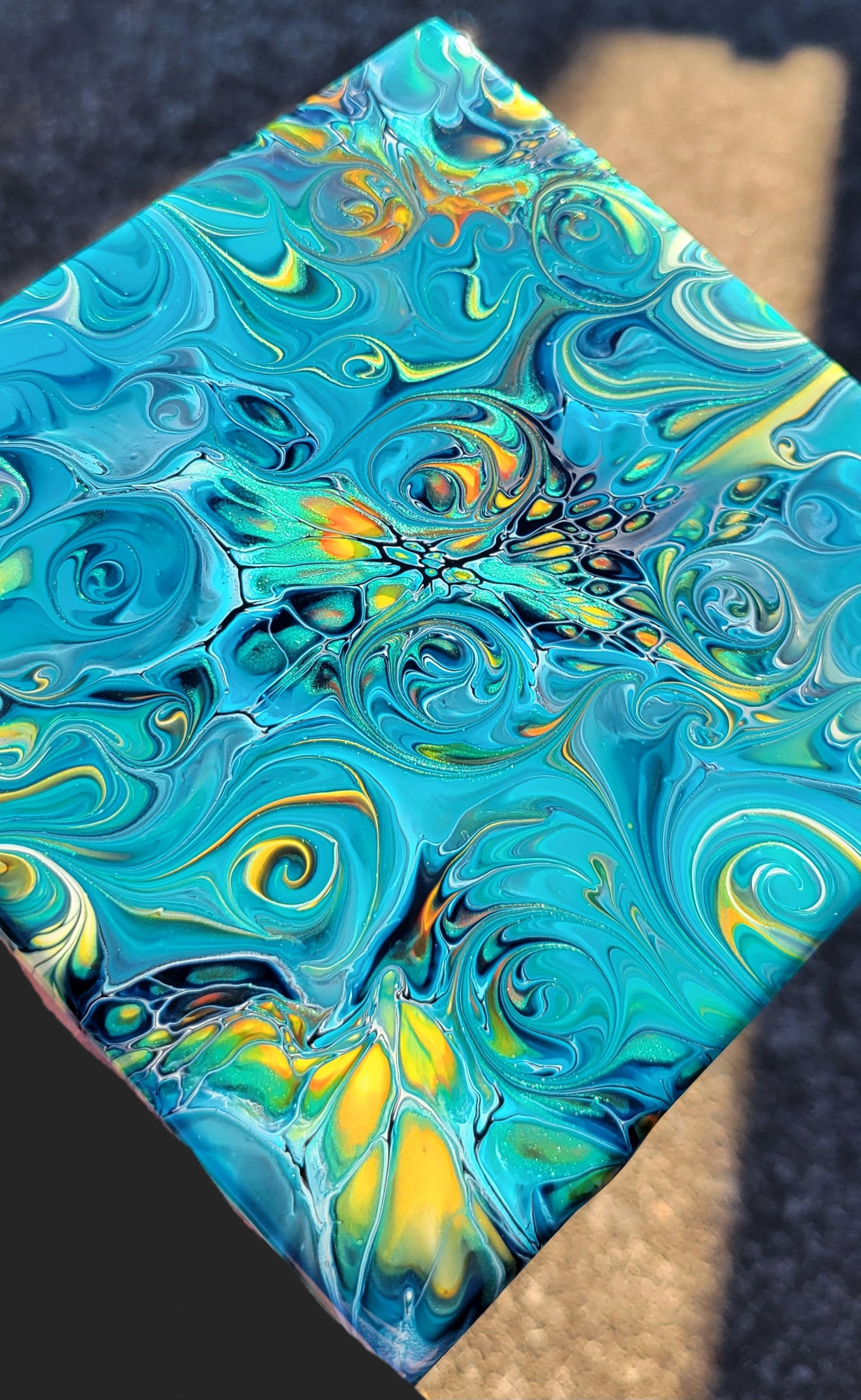 Fluid Art on a 6 Inch Tile