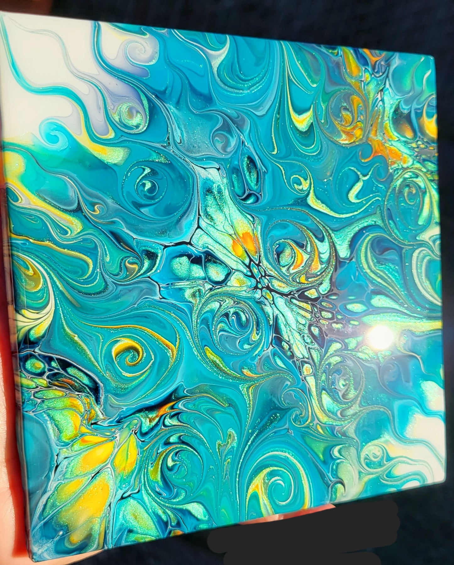 Fluid Art on a 6 Inch Tile