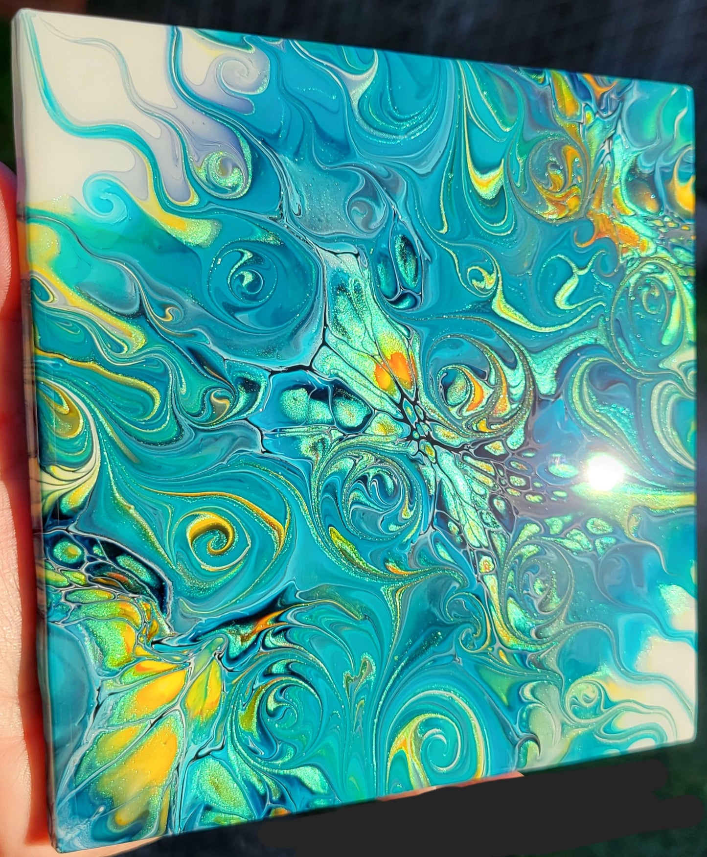 Fluid Art on a 6 Inch Tile