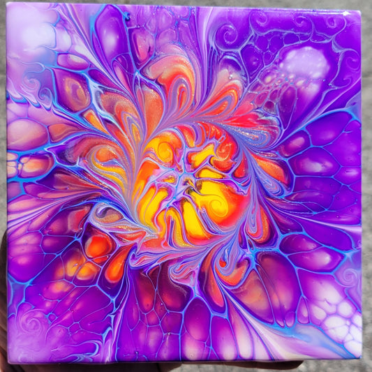 Fluid Art on a 6 Inch Tile