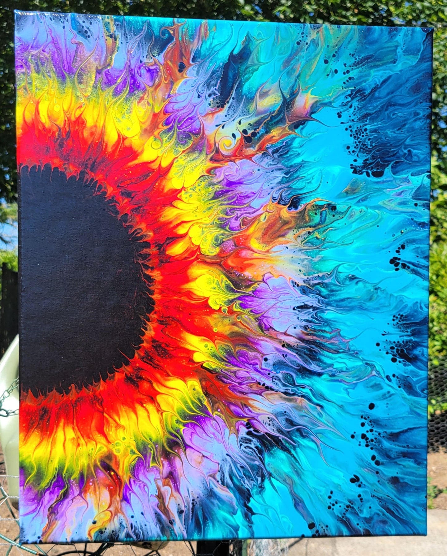 Original Fluid Art Sunflower Painting 16x20 inch