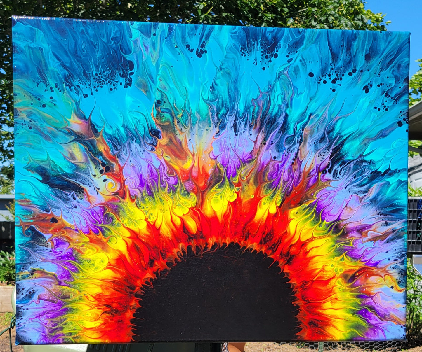 Original Fluid Art Sunflower Painting 16x20 inch