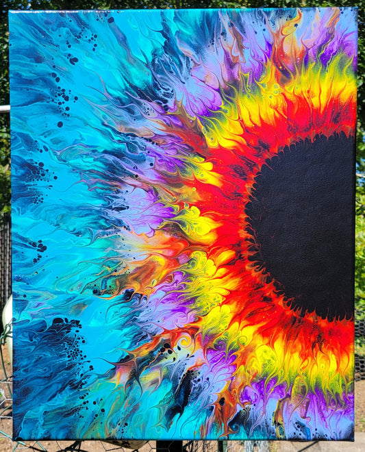 Original Fluid Art Sunflower Painting 16x20 inch