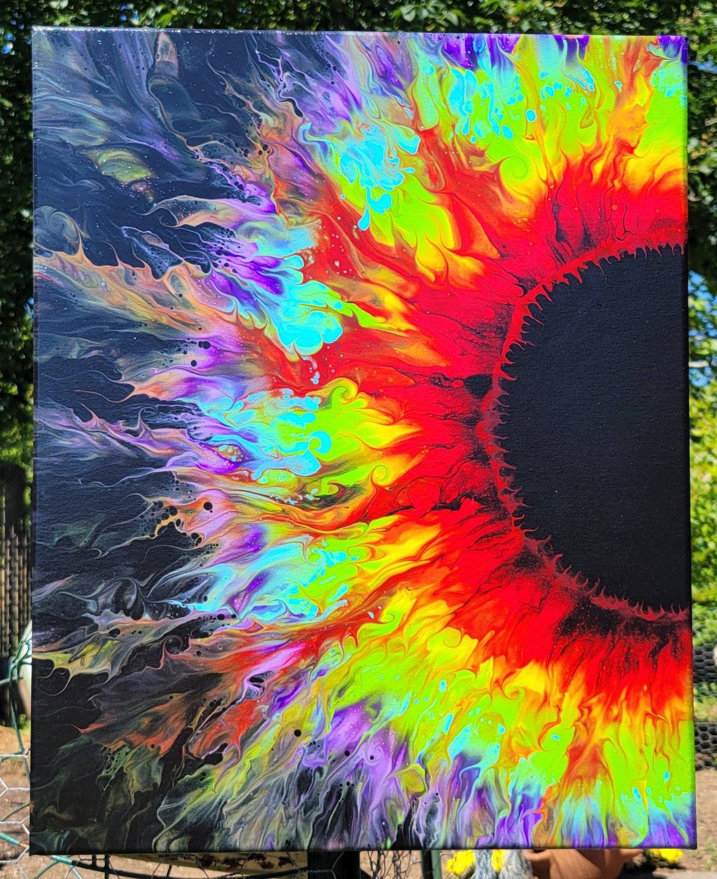 Original Fluid Art Sunflower Painting 16x20 inch