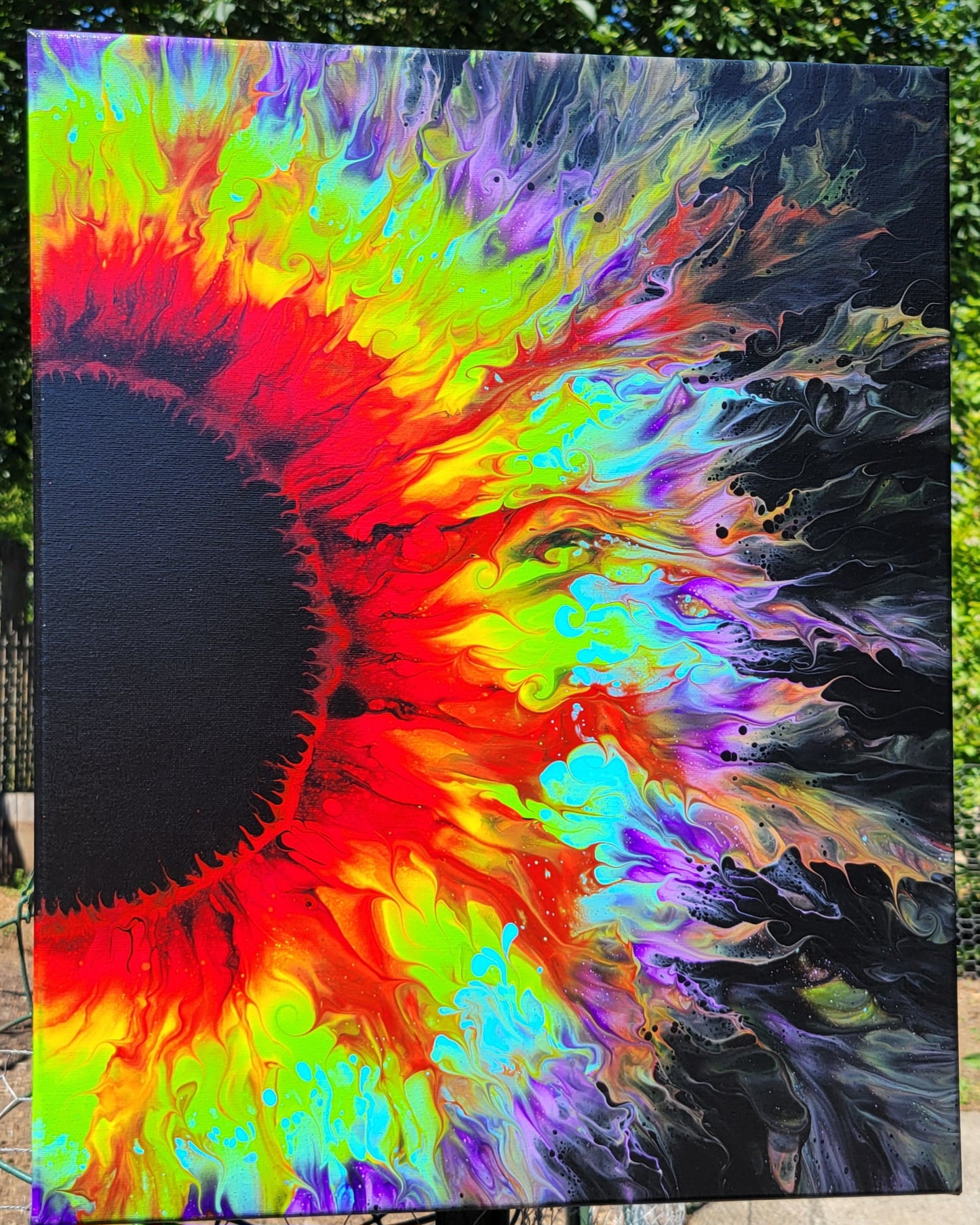 Original Fluid Art Sunflower Painting 16x20 inch