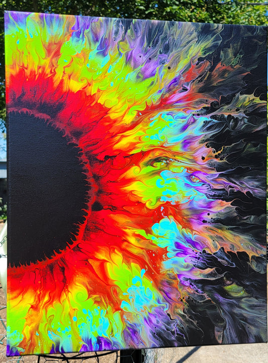 Original Fluid Art Sunflower Painting 16x20 inch