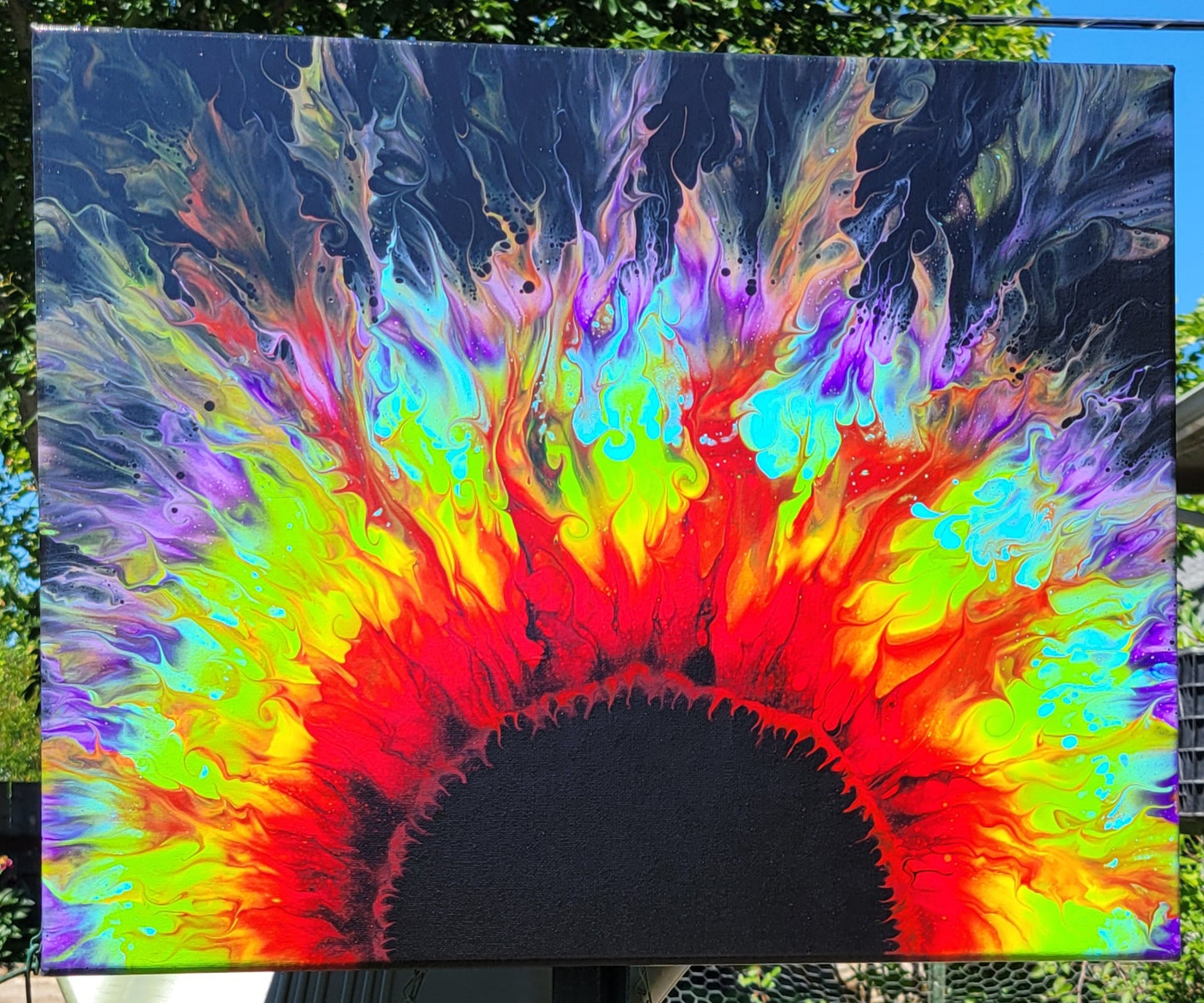 Original Fluid Art Sunflower Painting 16x20 inch