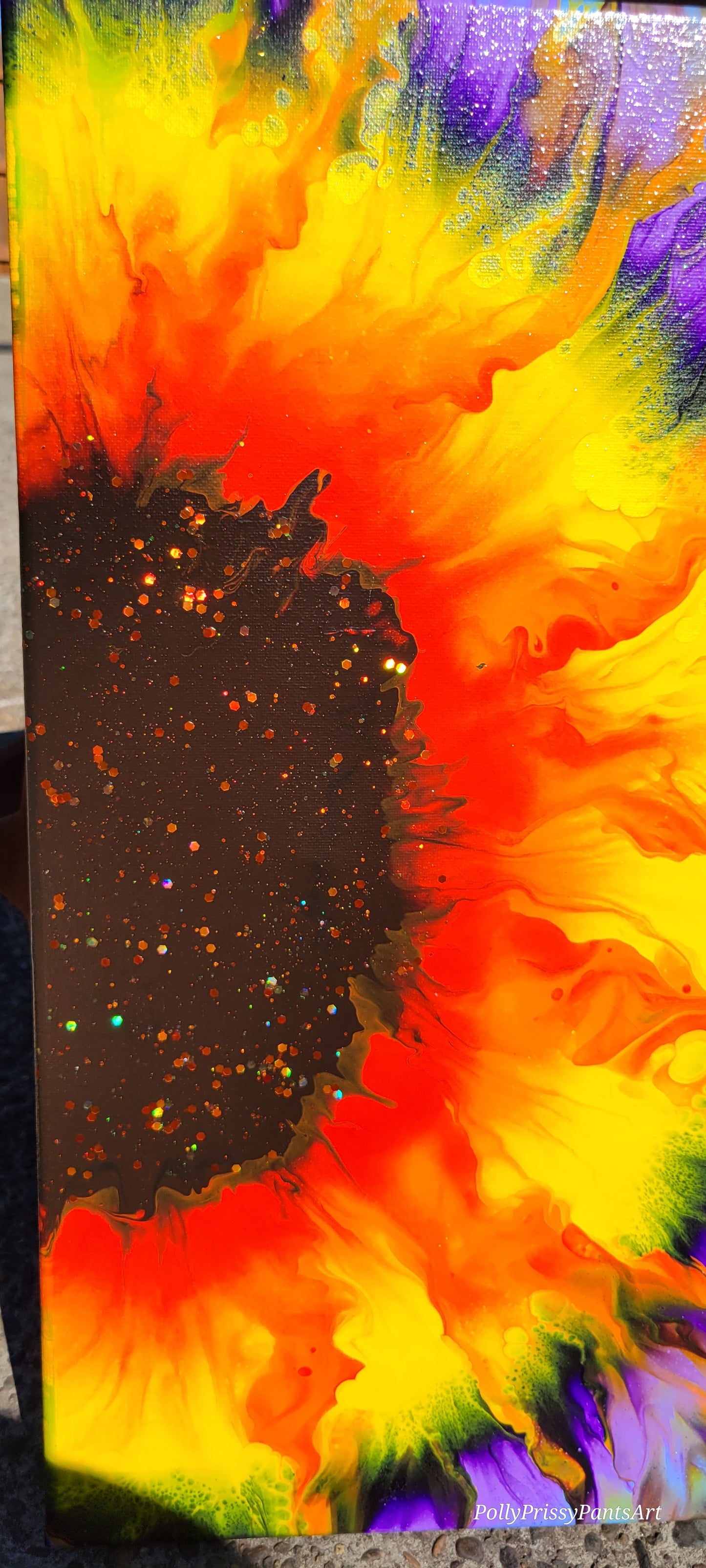 Original Fluid Art Sunflower Painting 16x20 inch