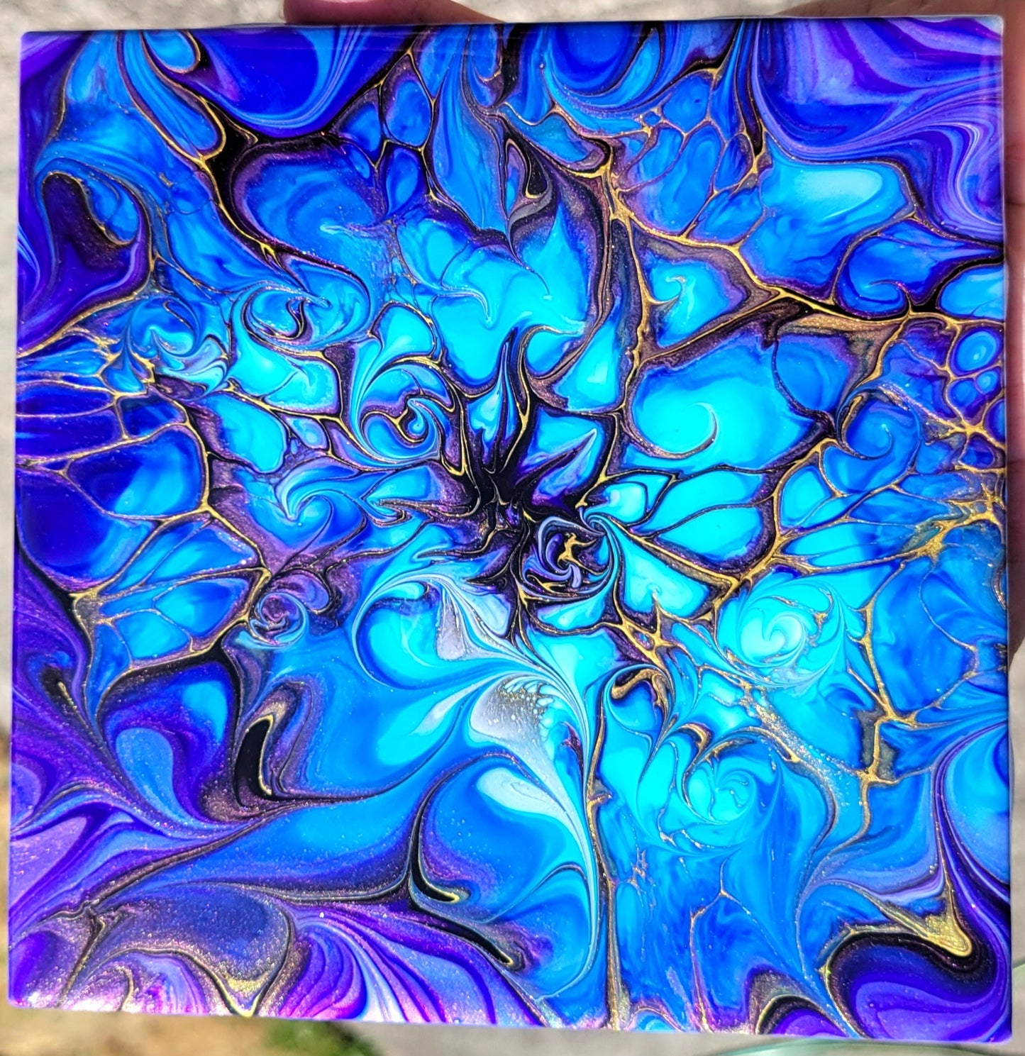 Fluid Art on a 6 inch Tile/Coaster with Cork Bottom