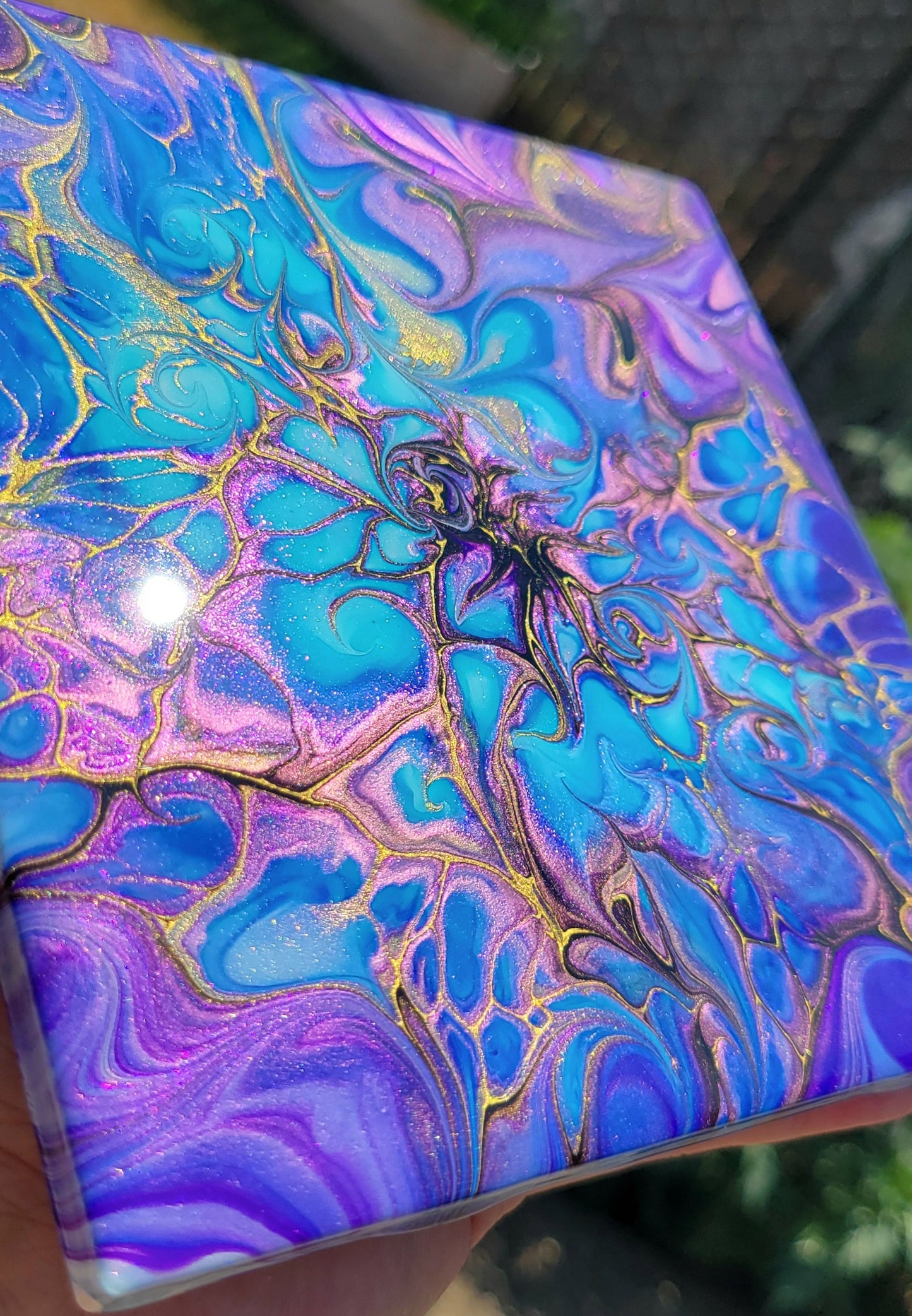 Fluid Art on a 6 inch Tile/Coaster with Cork Bottom