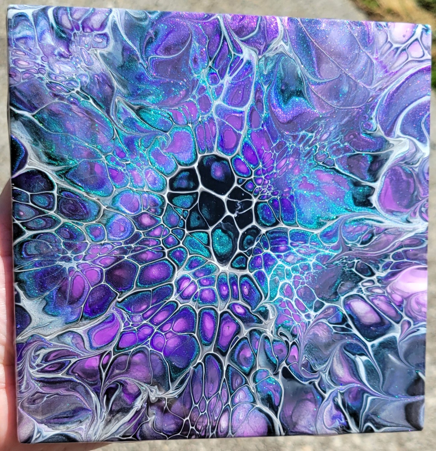 Fluid Art on a 6 inch Tile/Coaster with Cork Bottom