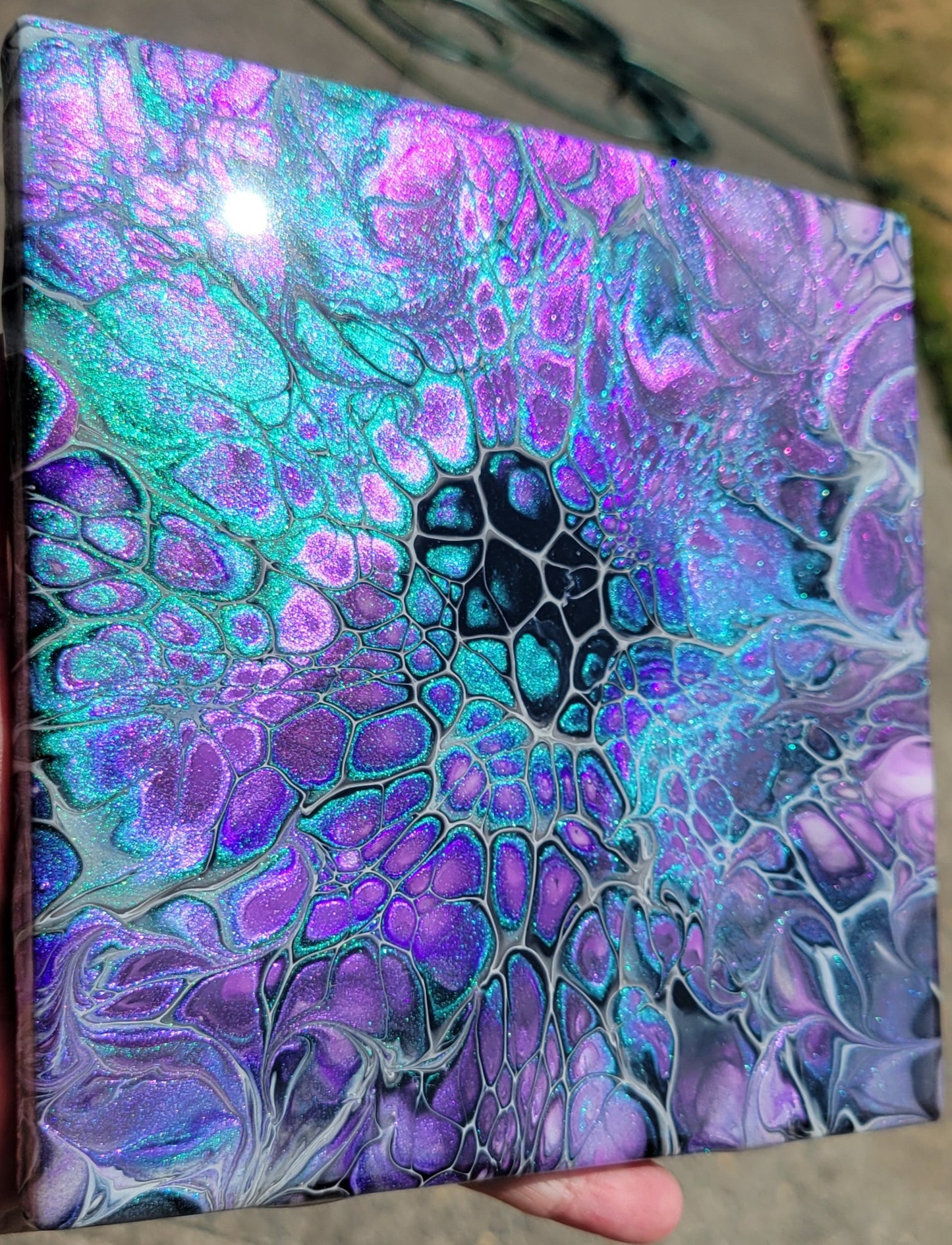 Fluid Art on a 6 inch Tile/Coaster with Cork Bottom