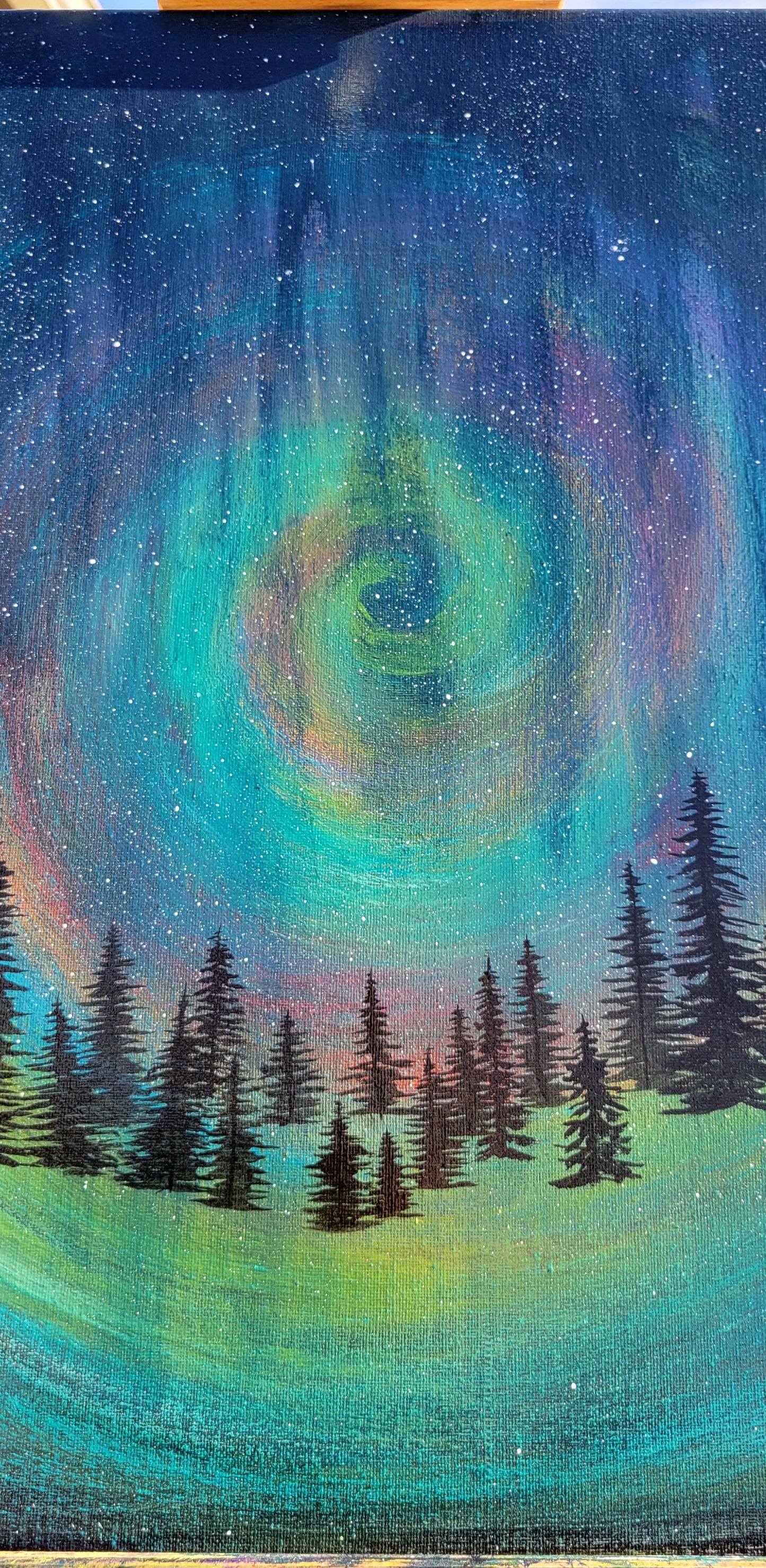 Original Acrylic Northern Lights Painting on 16x20 inch Canvas