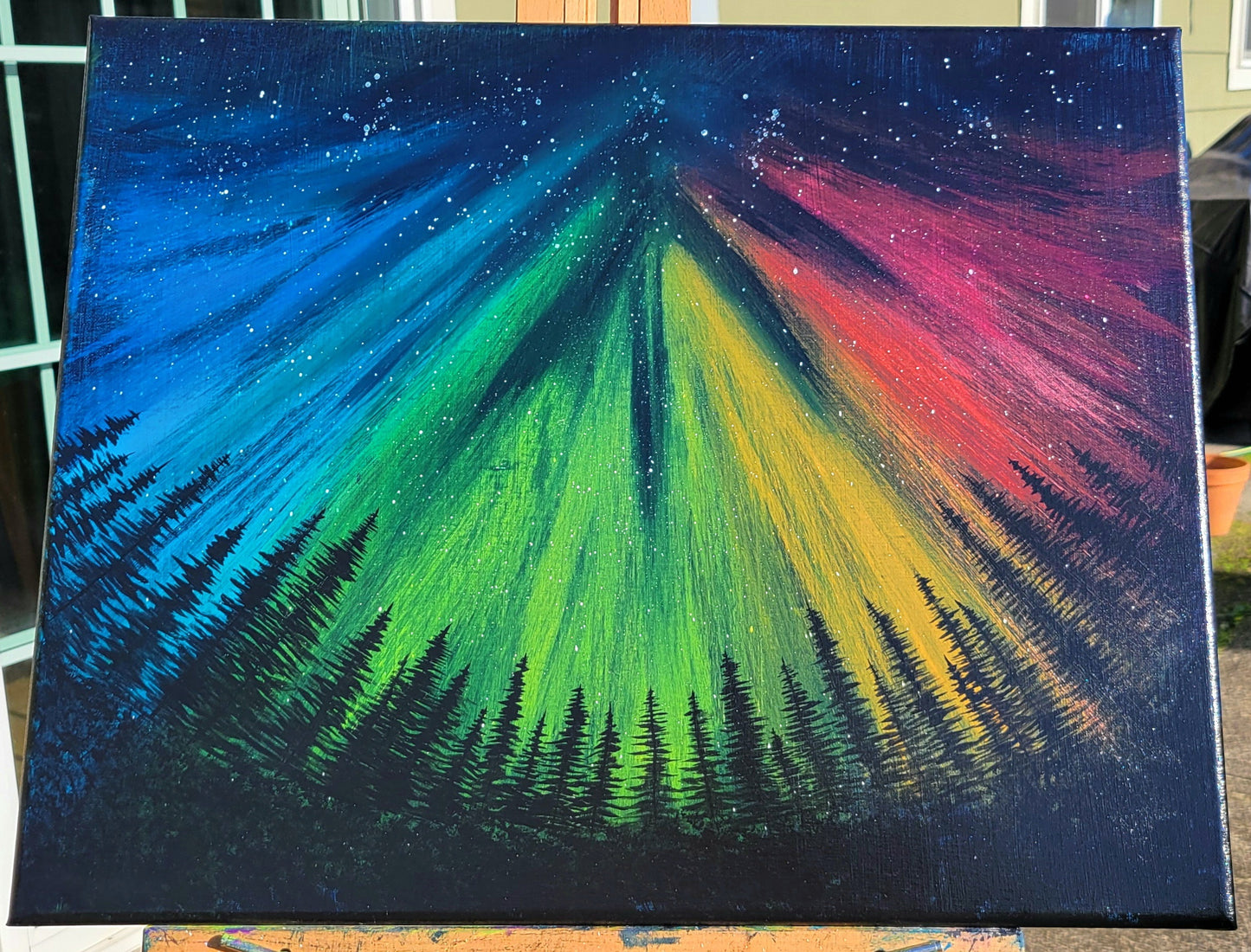 Original Acrylic Northern Lights Painting on 16x20 inch Canvas