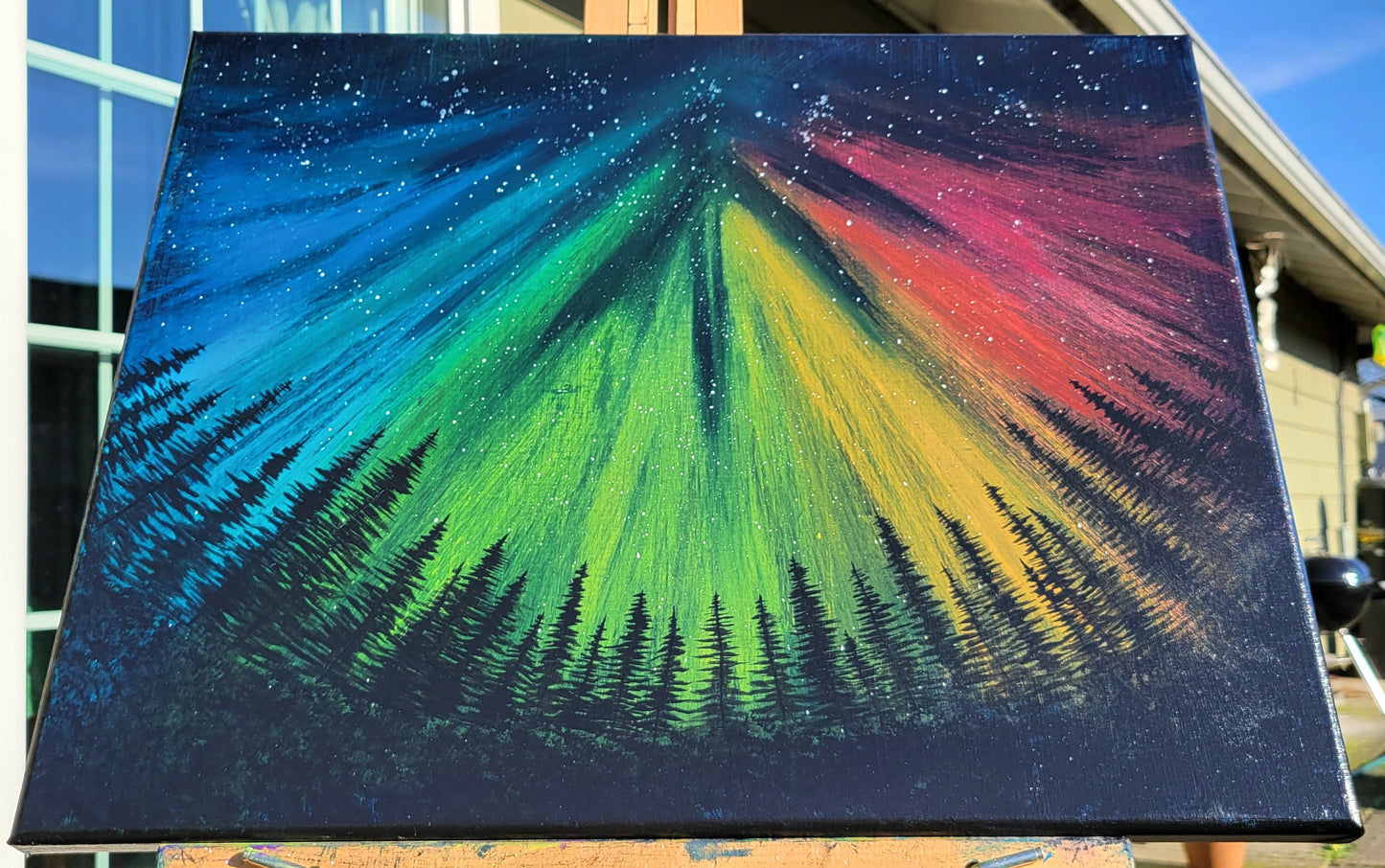 Original Acrylic Northern Lights Painting on 16x20 inch Canvas