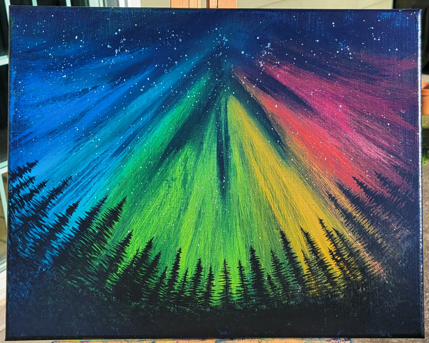 Original Acrylic Northern Lights Painting on 16x20 inch Canvas