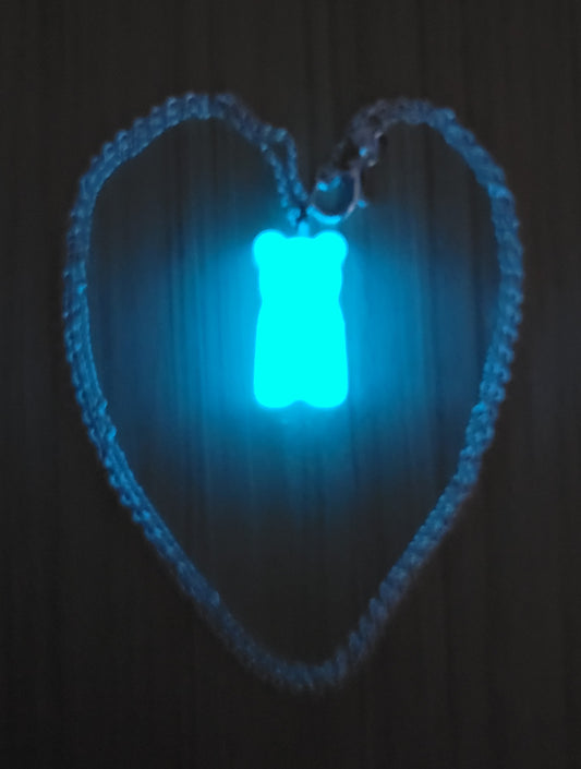 Gummy Bear Glow in The Dark Pendant with Necklace Chain (BLUE)