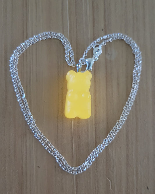 Gummy Bear Glow in The Dark  Pendant with Necklace Chain (ORANGE)
