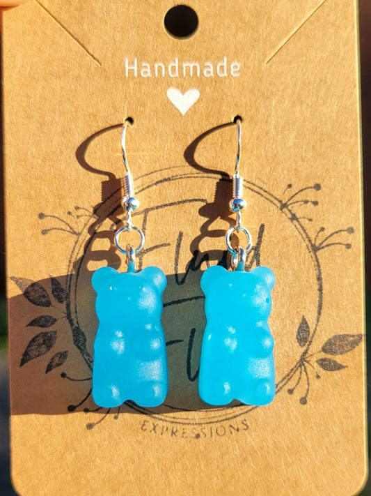 Glow in The Dark Gummy Bear Earrings (BLUE)