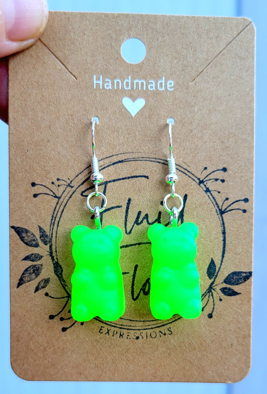 Glow in The Dark Gummy Bear Earrings (GREEN)
