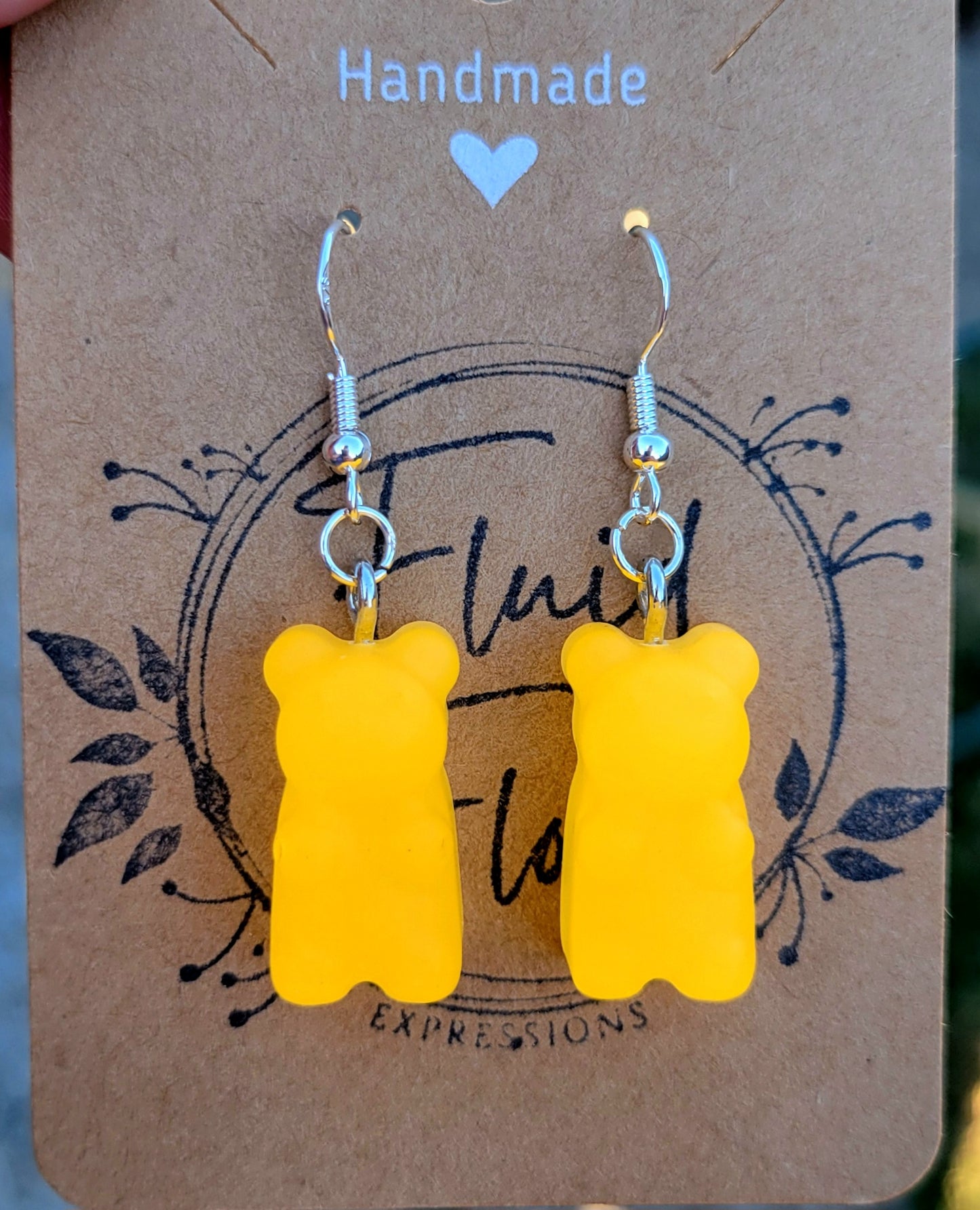 Glow in The Dark Gummy Bear Earrings (ORANGE)