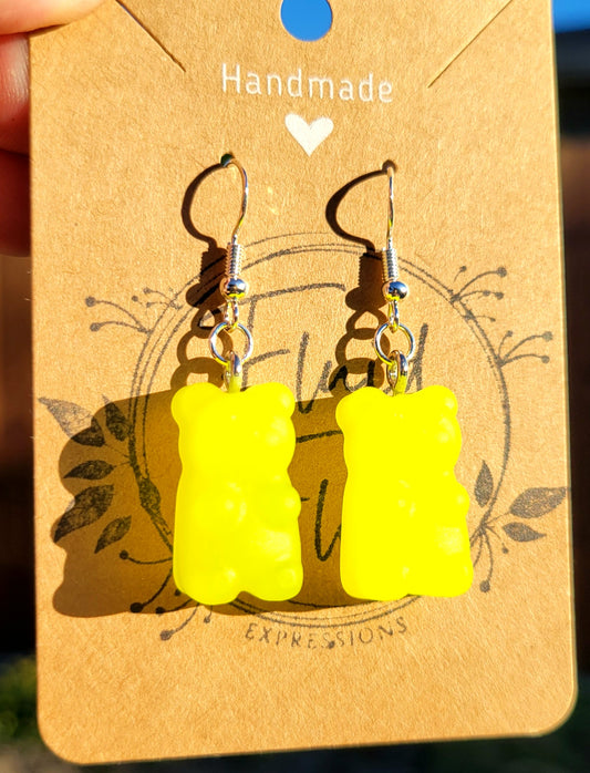Glow in The Dark Gummy Bear Earrings (YELLOW)