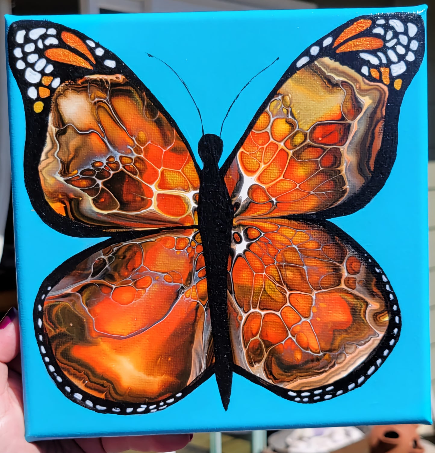 Original Acrylic Butterfly Painting 8x8 inch