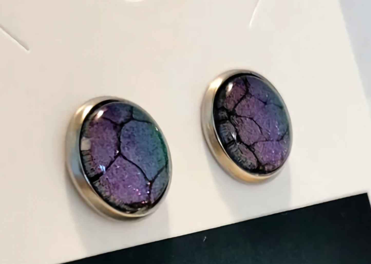 Handmade Colorshifting Stainless Steel Studded Earrings